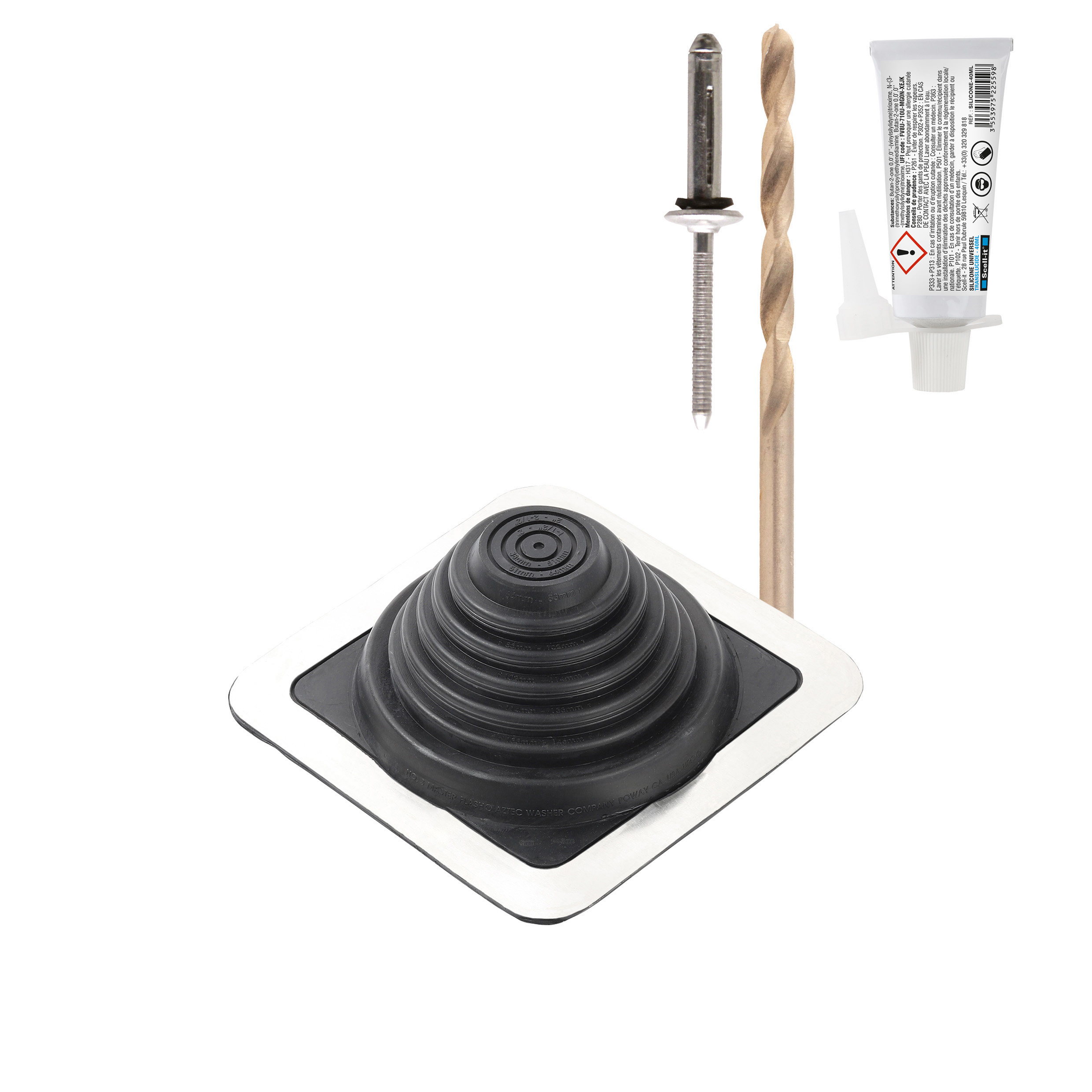 Kit sortie toiture fibrociment SCELL-IT pour conduits Ø0-146 - SCELL-IT - KIT-MF146-FIBRO