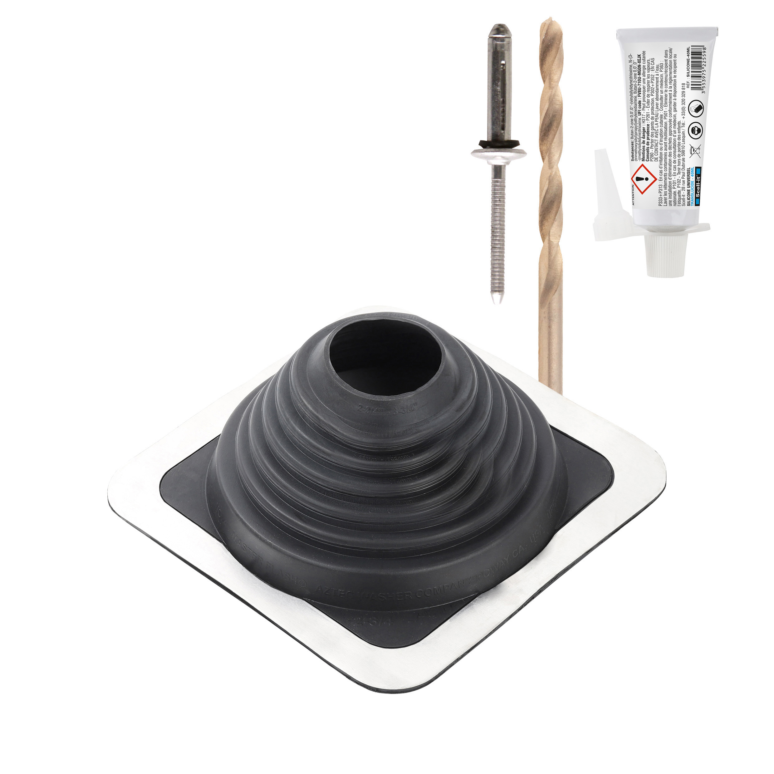 Kit sortie toiture fibrociment SCELL-IT pour conduits Ø69-177 - SCELL-IT - KIT-MF177-FIBRO