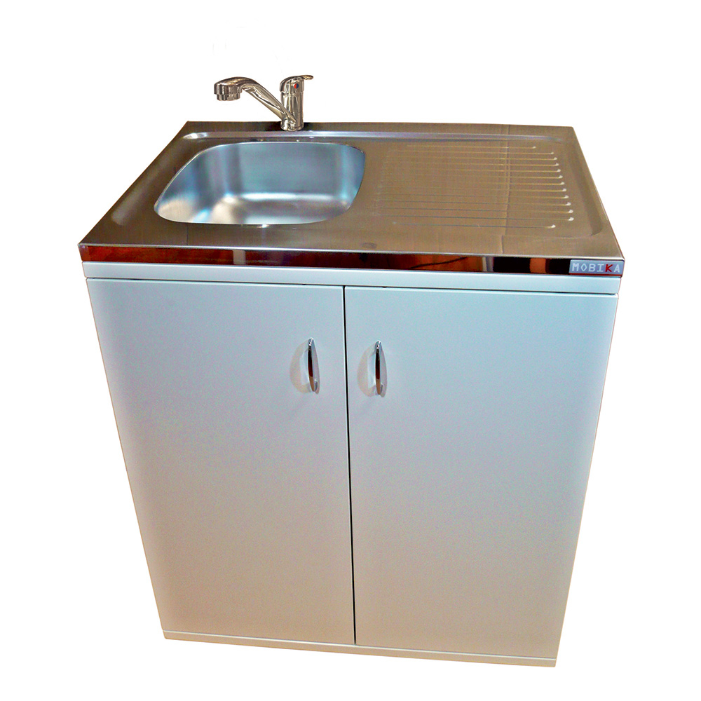 Kitchenette métal 80 x 60 cm point d’eau chauffe eau plastique - Lot de 2 - MOBIKA - RE-KI-092