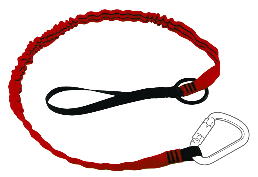 Longe porte outil élastique 1 boucle etrangl. +1 ann métal 1,25m maxi 10kg LEVAC - 3800RTLK2