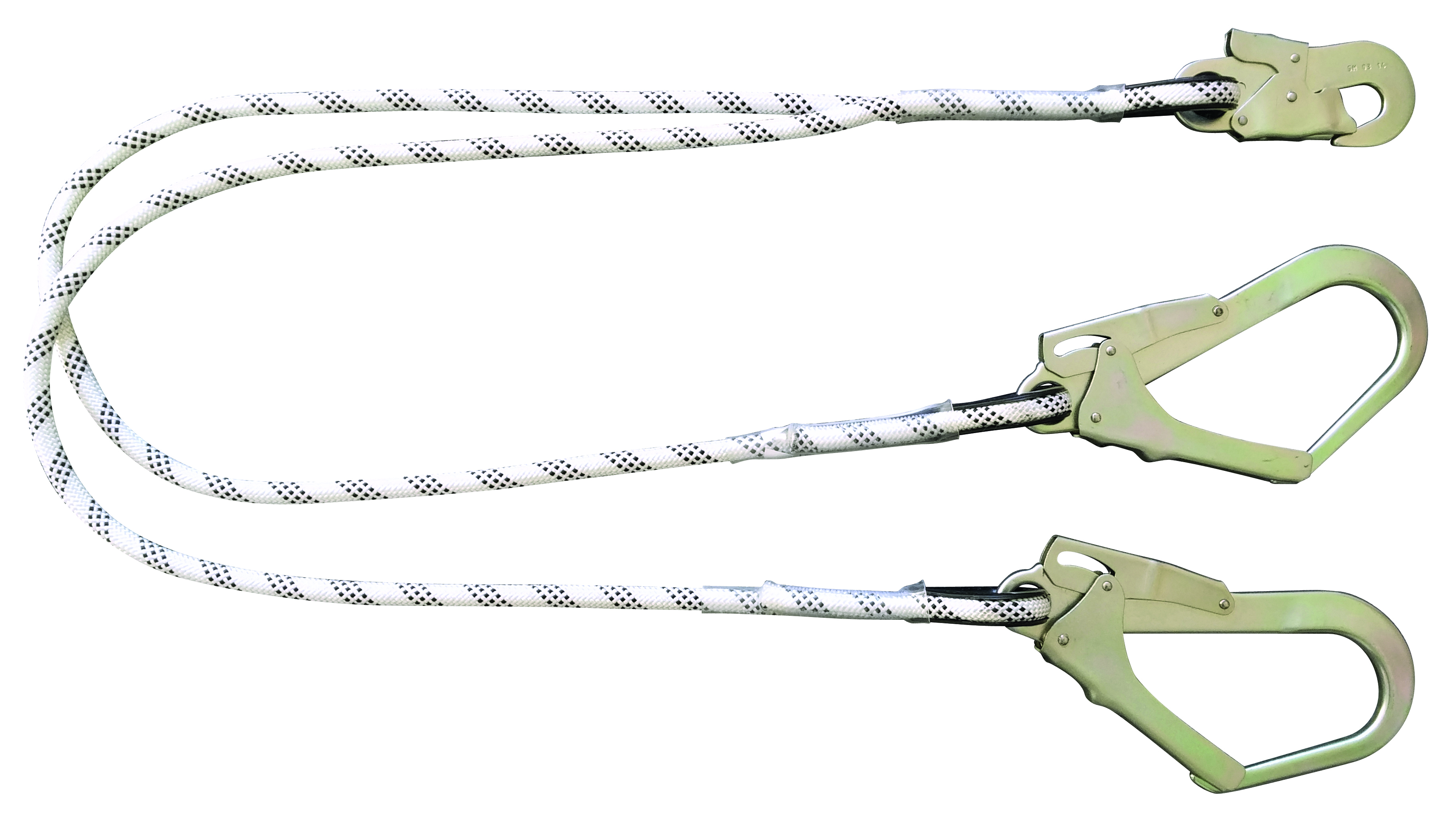 Double longe de maintien 1,50m corde tressée d.12mm +3 mousquetons EN354 LEVAC - 3802C15