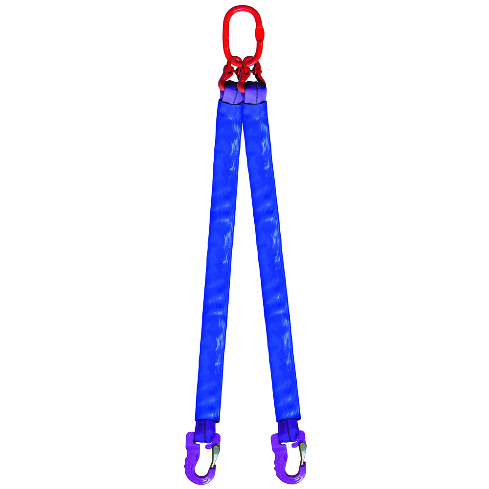 Élingue ronde 2 brins cmu 1,4 t anneau + crochets lg. 5 m (angle 0 à 45°) LEVAC - 4432A50