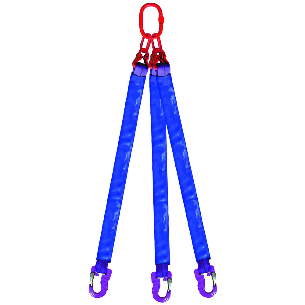 Élingue ronde 3 brins cmu 2,1 t anneau + crochets lg. 4 m (angle 0 à 45°) LEVAC - 4433A40
