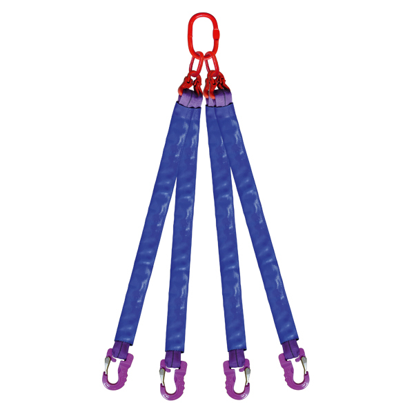 ÉLINGUE RONDE 4 BRINS CMU 10 T ANNEAU + CROCHETS LG. 4 M (ANGLE 0 à 45°) LEVAC - 4434E40