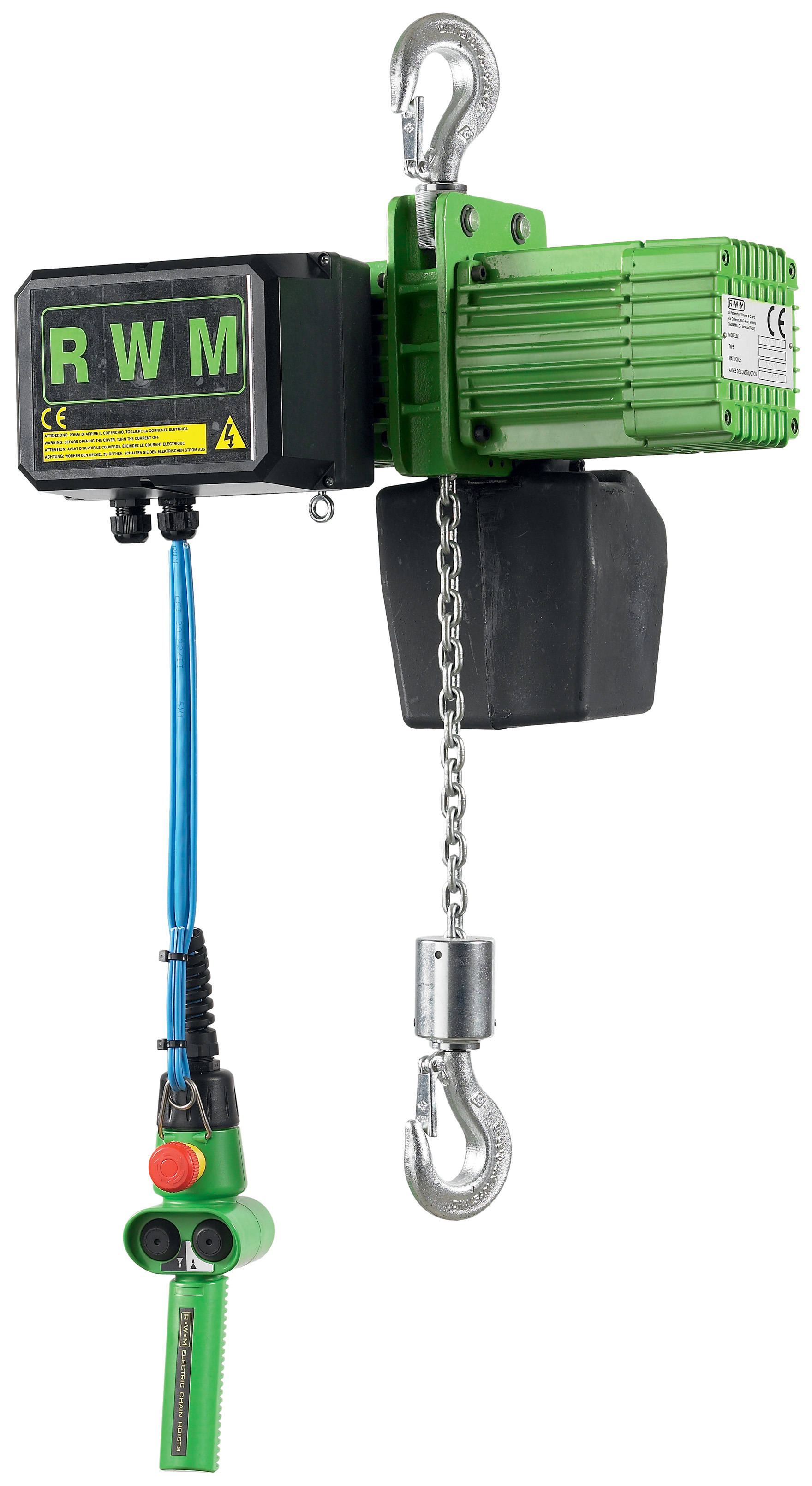 Palan électrique a crochet 1000 kg 1 brin vitesse 8 m/mn levée 3 m RWM - 6053D8F