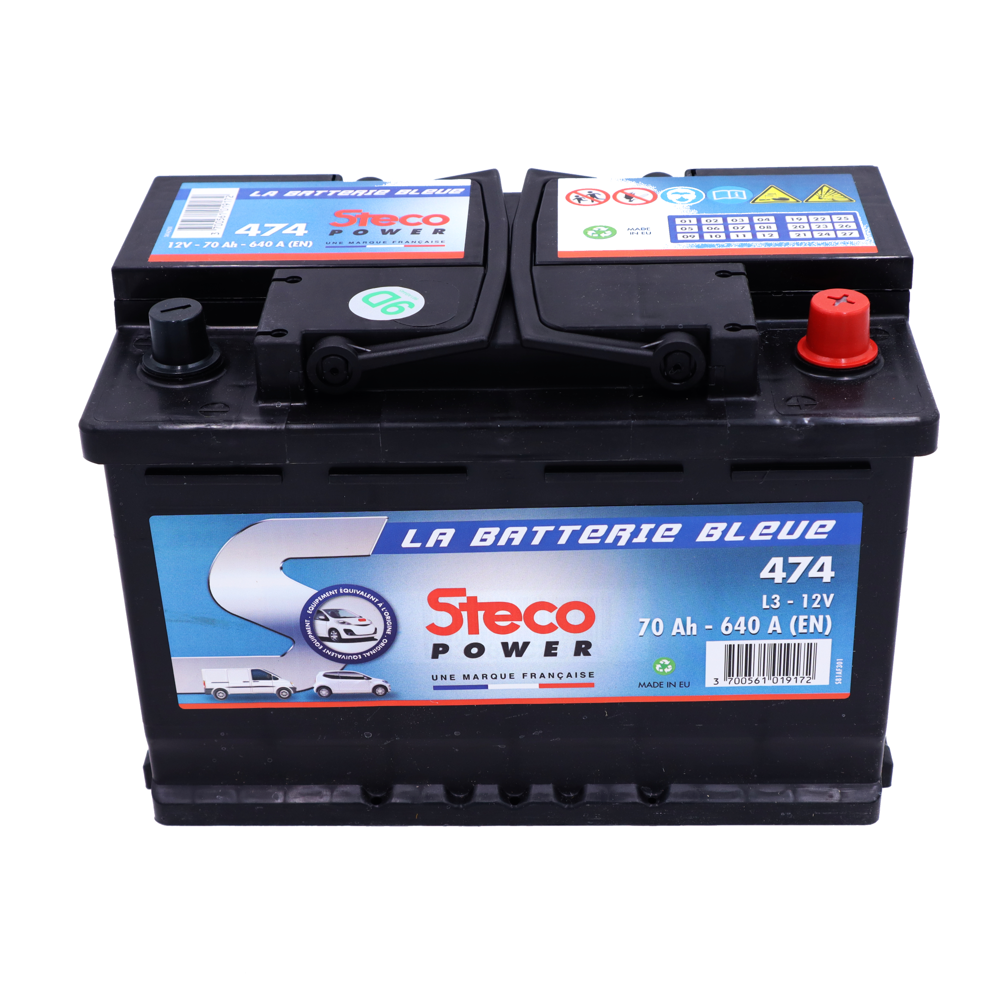 Batterie 12V 70Ah 640A 278x175x190 stecopower - 474