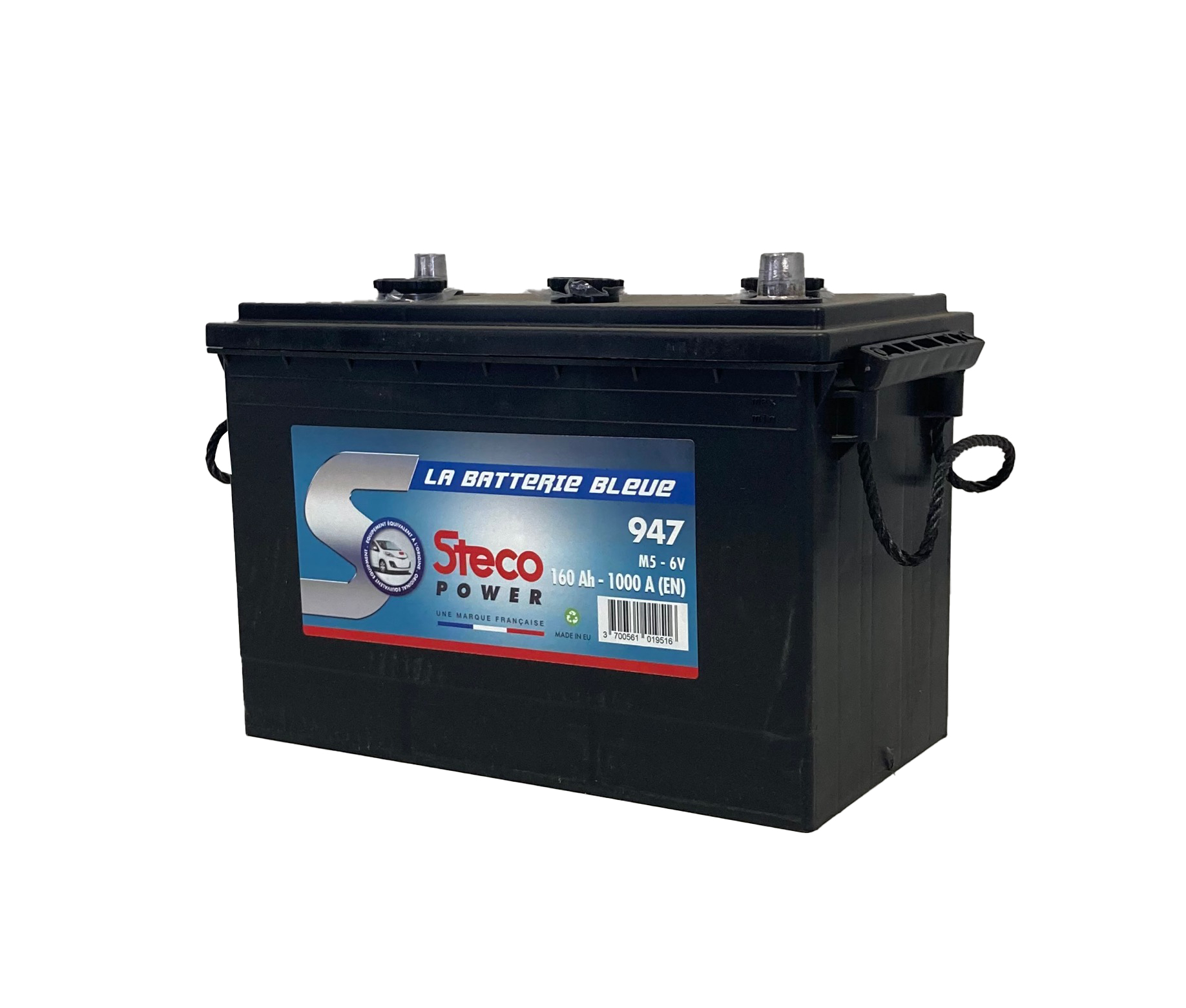 Batterie 6V 160Ah 1000A 330x174x236 mm gamme 6 volts (acide inclus) stecopower - 947