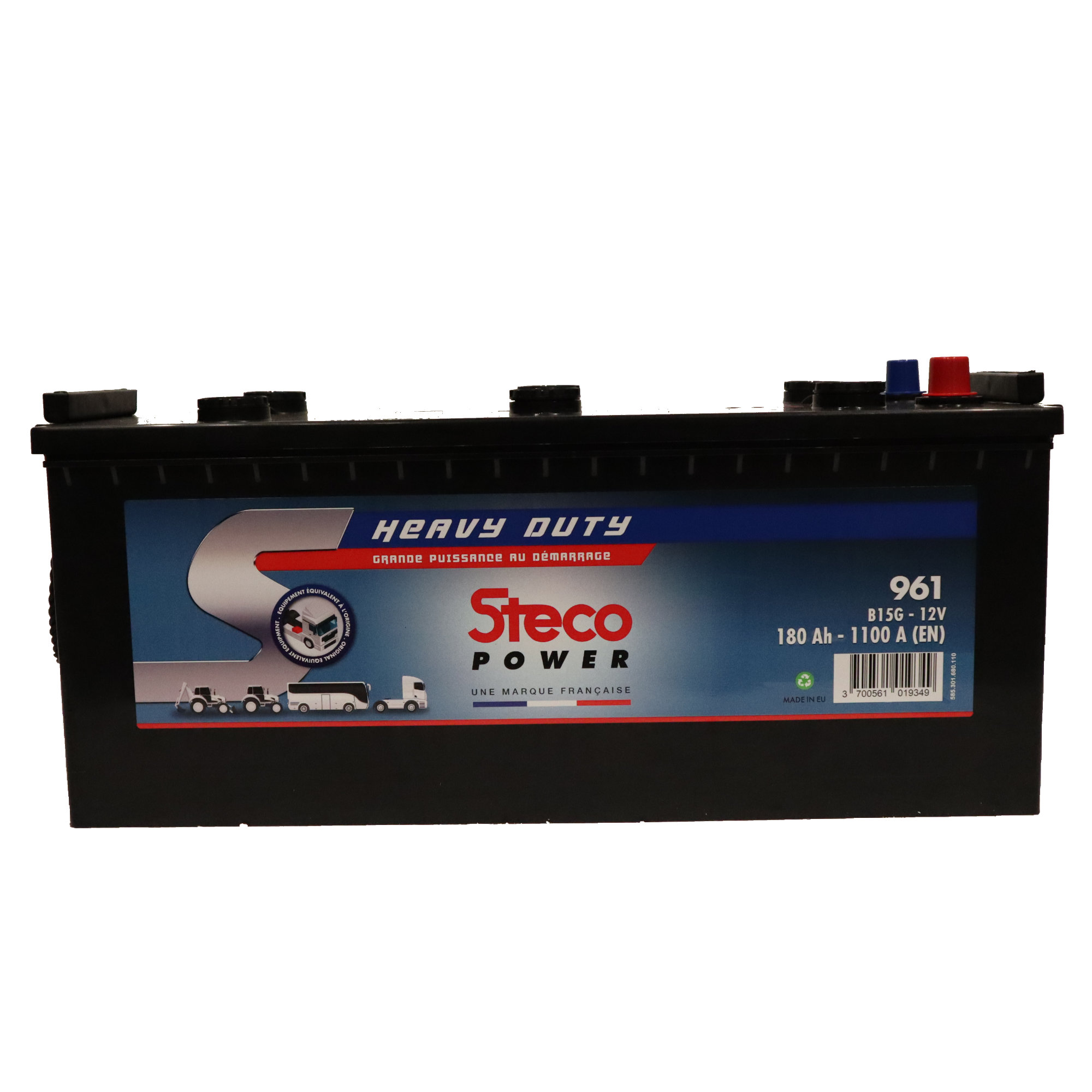 Batterie 12V 180Ah 1100A 512x223x220 mm heavy duty stecopower - 961