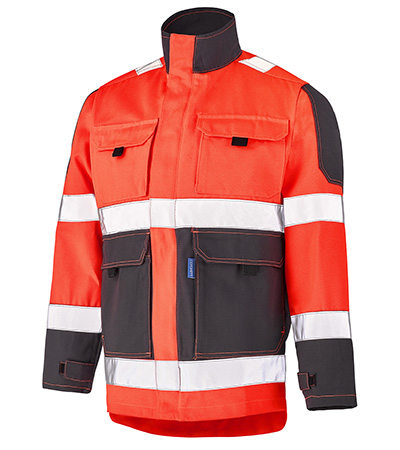 BLOUSON FLUO TECH ROUGE FLUO / GRIS CHARCOAL HAUTE VISIBILITE CEPOVETT - 22-9282-8267-2235