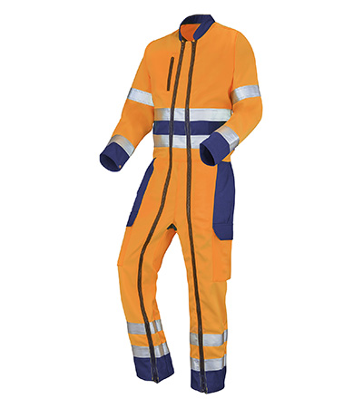 COMBINAISON 2 FAG FLUO BASE XP ORANGE FLUO / MARINE HAUTE VISIBILITE CEPOVETT - 22-9J81-3047-404