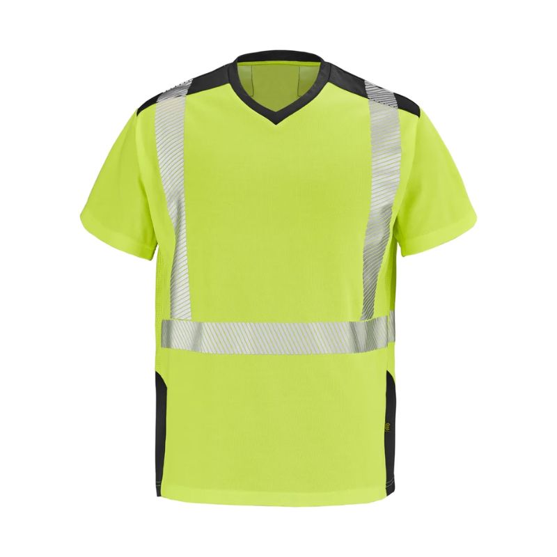 T-SHIRT SIROCCO MANCHES COURTES JAUNE FLUO / NOIR - CEPOVETT - 22-9T84PI-750