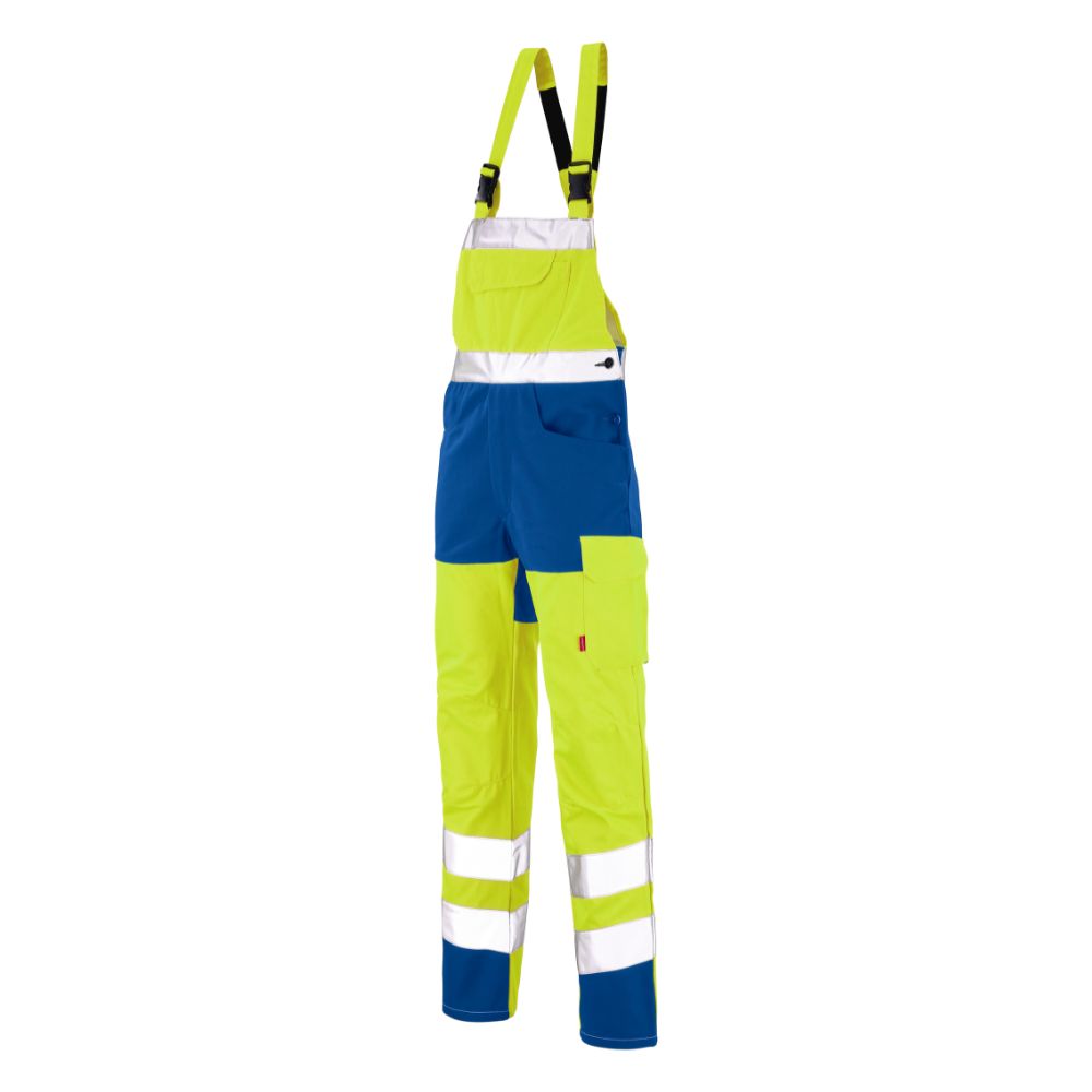 Cotte à bretelles jaune fluo / bleu azur taille L - LAFONT - LA-6HVNCP-6-592-3