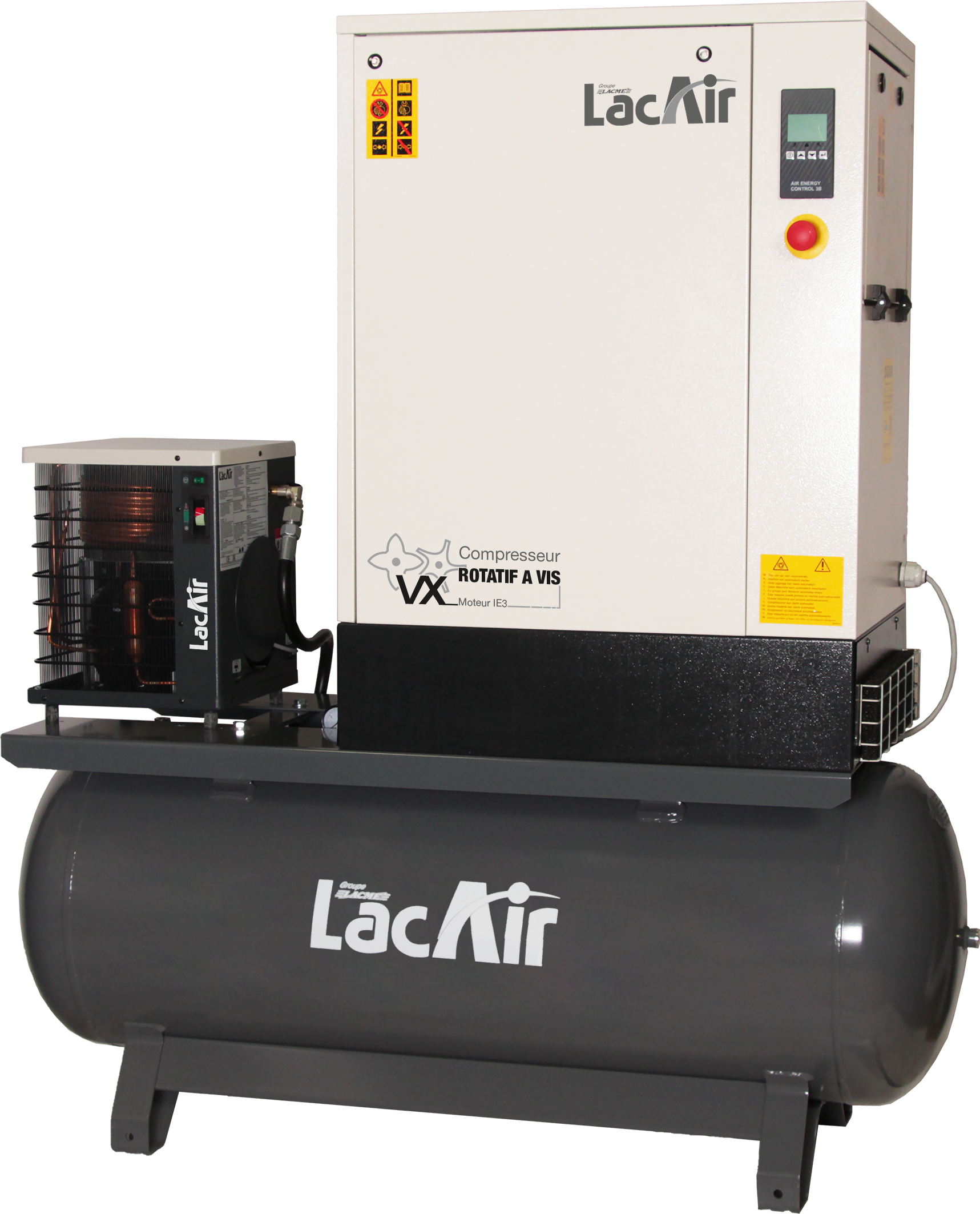 Centrale d'air à vis vx5,5/270sc : 30,6 m³/h - bloc vis lubrifié encapsulé - moteur 5,5 cv tri 400 v LACME - 469655