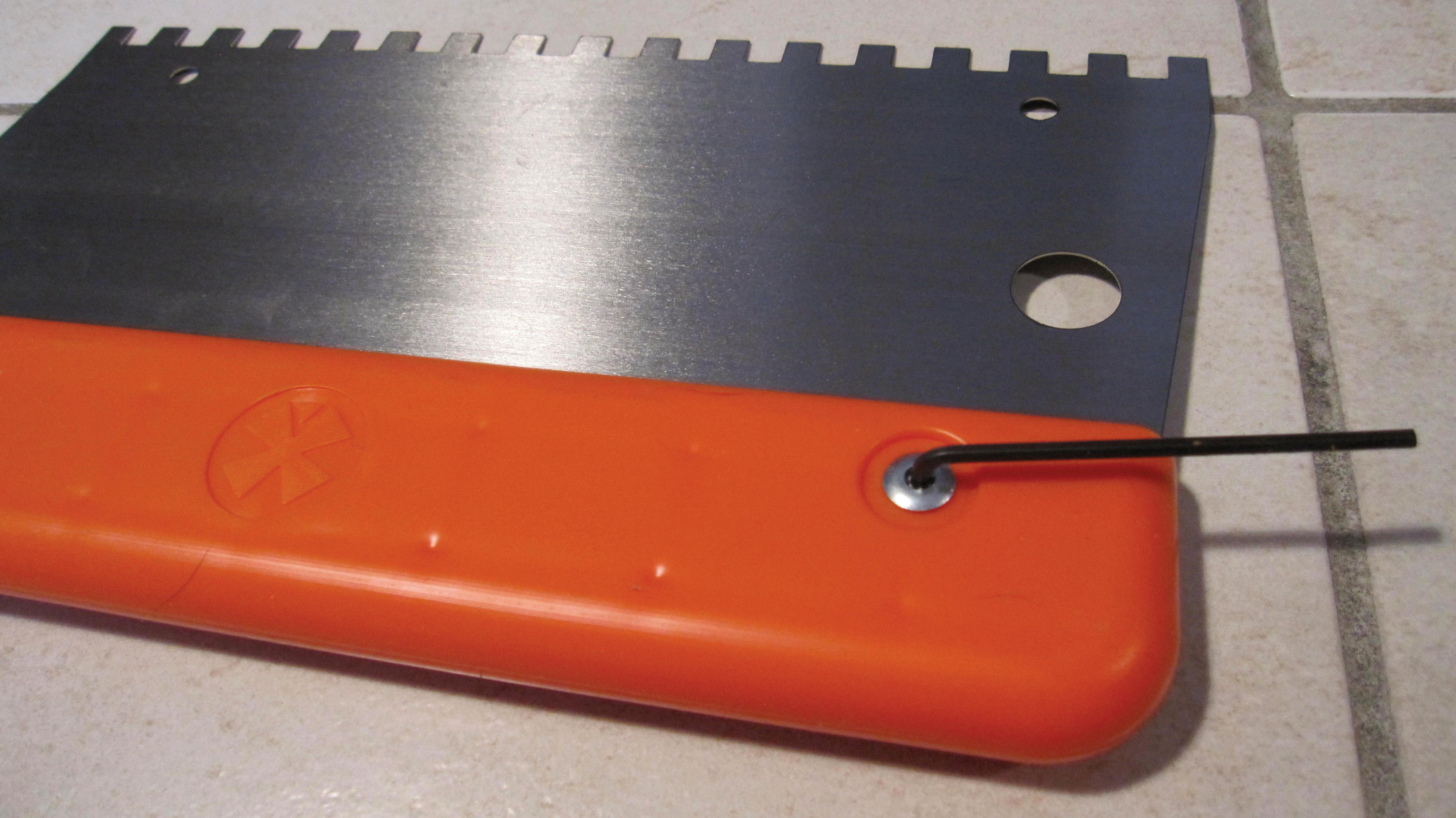 KIT LAMES A CARRELER ACIER 3 LAMES + POIGNEE ORANGE MONDELIN - 225201