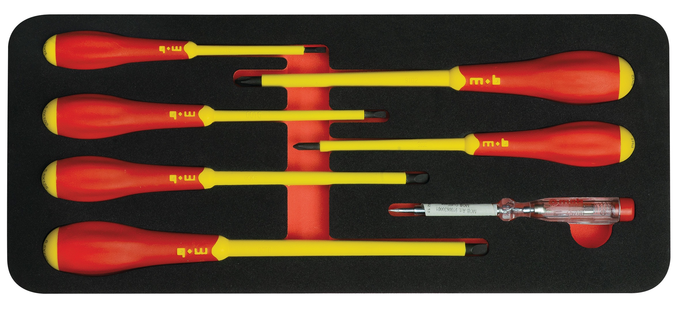 Module mousse 6 tournevis isolés 1000V + testeur - MOB OUTILLAGE - 9824007001
