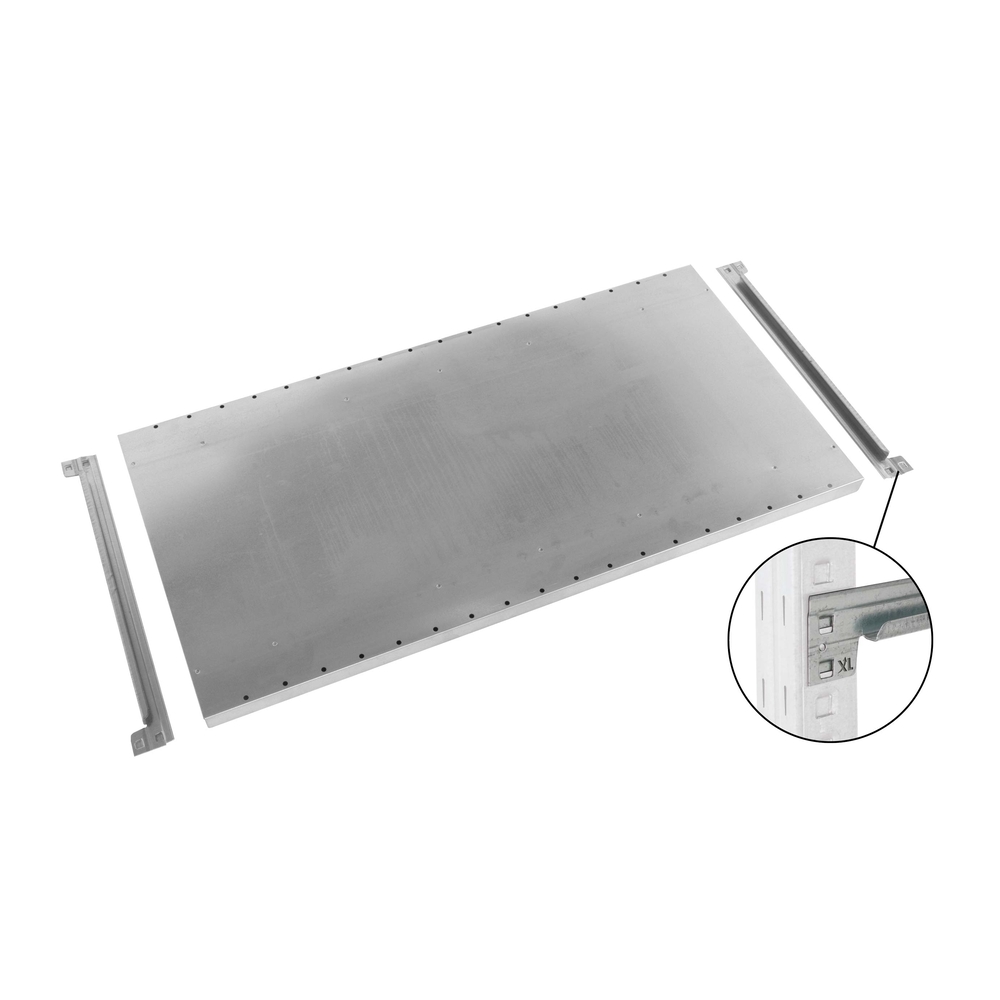 Rayonnage Adaptiv XL - tablette perforée galvanisée L 1250xP 500mm - MANORGA - ATNIVSUPTOLE1250A