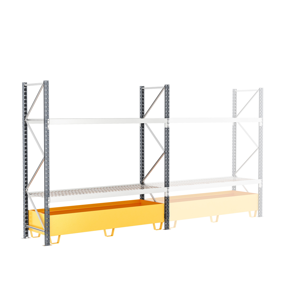 Rayonnage Epsivol rétention - kit départ 2000x1800x600mm 2 niv - 660 kg/niveau - MANORGA - ZRRETBAC2018602D2