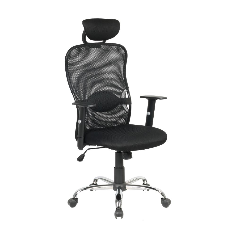 Fauteuil filet à roulettes noir avec accoudoirs réglables - Lot de 8 - MOBIKA - SI-DA-046