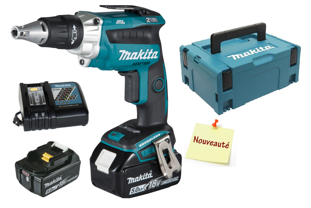 Visseuse bardage MAKITA sans fil 18 V 2 batteries 5 Ah chargeur coffret MAK PAC- DFS251RTJ