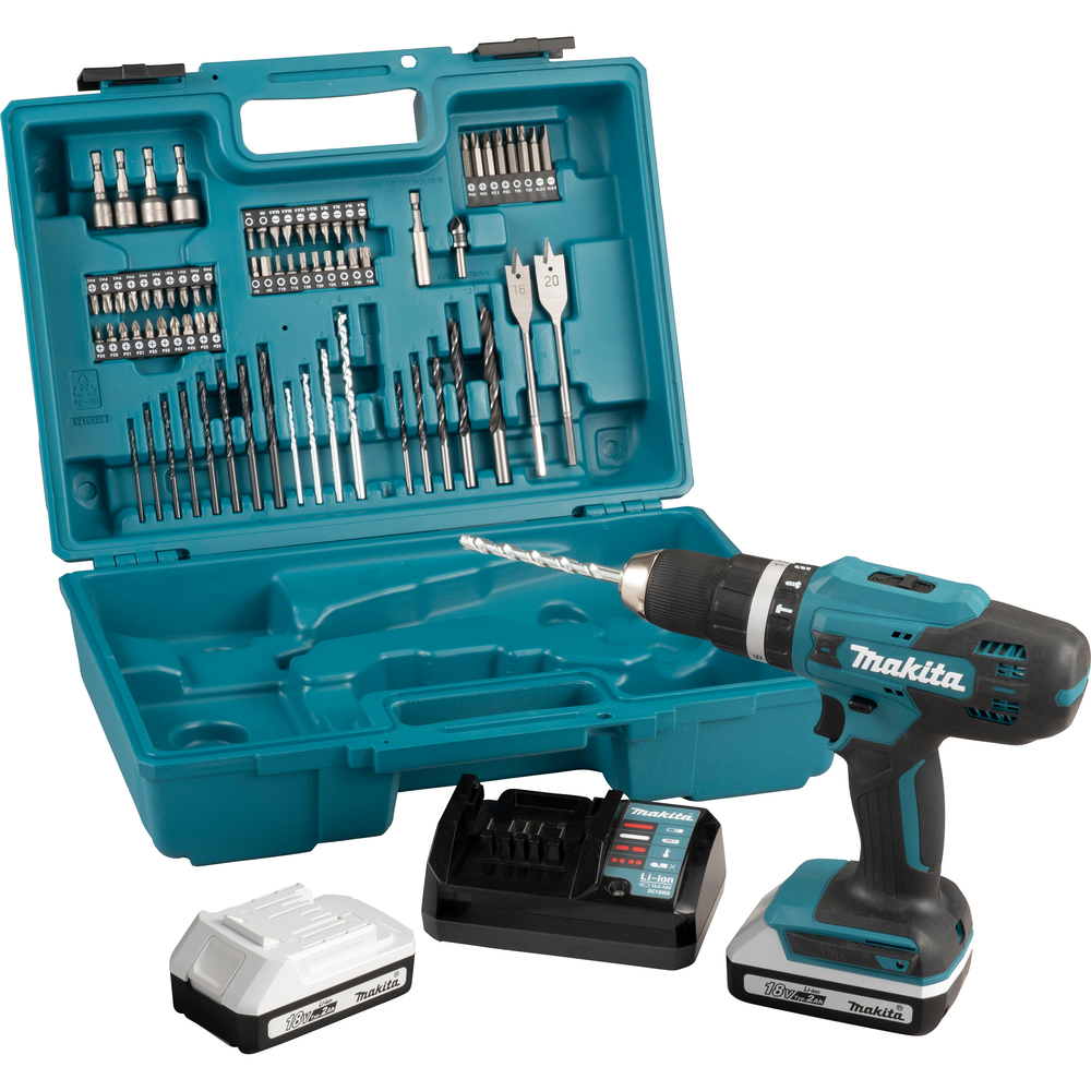 Perceuse visseuse à percussion MAKITA 18 V Li-Ion 2 Ah Ø 13 mm - HP488DAEX1
