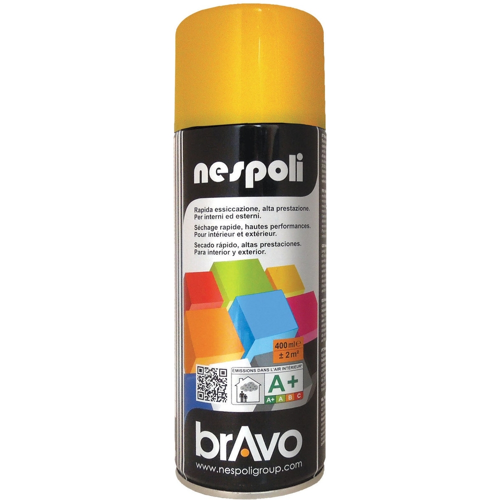Aérosol de peinture décorative couleur jaune signal brillant 400 ml - NESPOLI - 180013