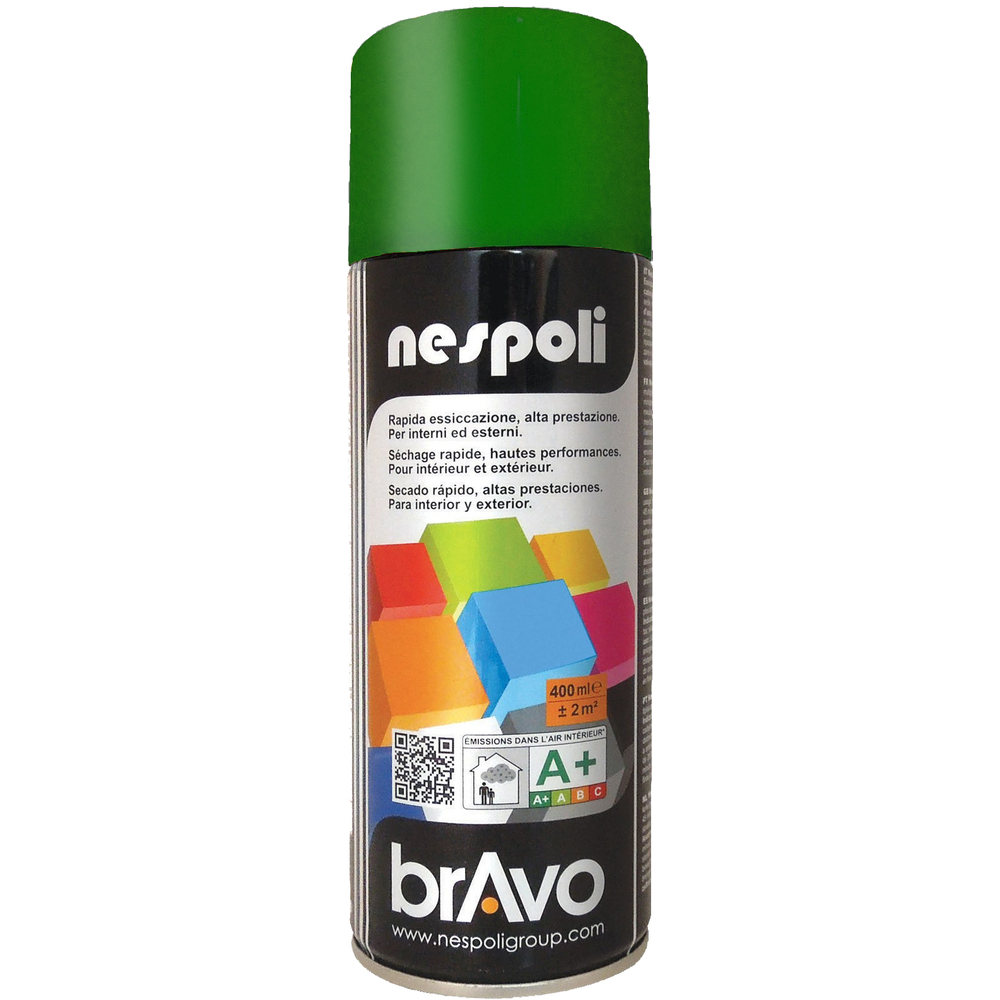 Aérosol de peinture décorative couleur vert feuille brillant 400 ml - NESPOLI - 180052