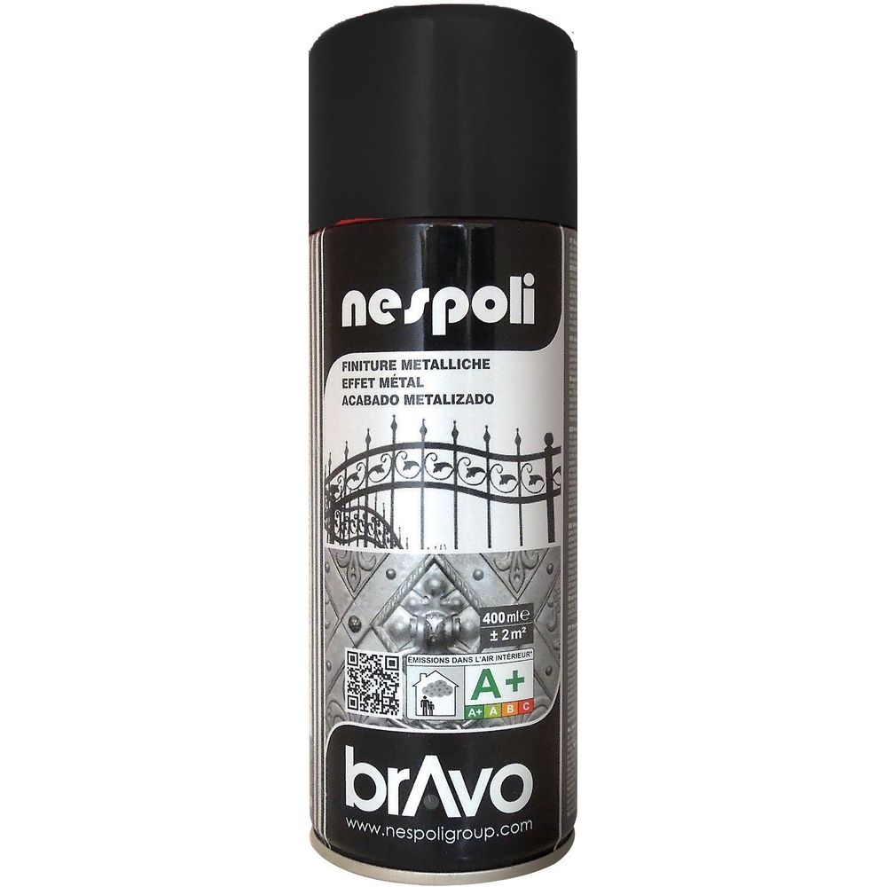 Aérosol de peinture acrylique à effet métalisé couleur noir 400 ml - NESPOLI - 180201