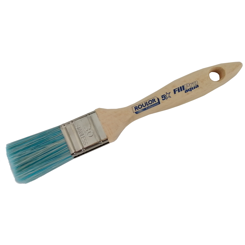 Brosse 5* plate épaisse n°30 pour peinture phases aqueuses manche bois - ROULOR - 418730