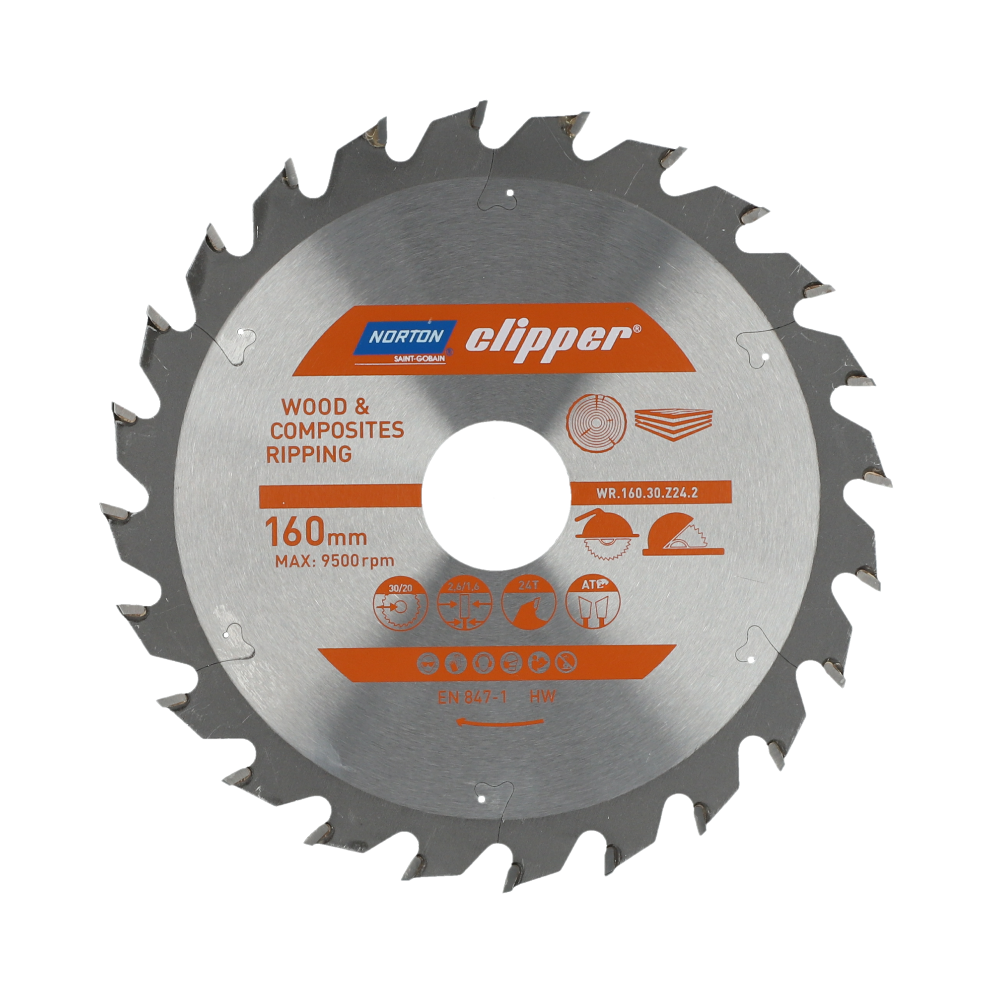 Lame carbure débit 160x2.6/1.6x30 z24 NORTON CLIPPER - 70184608043