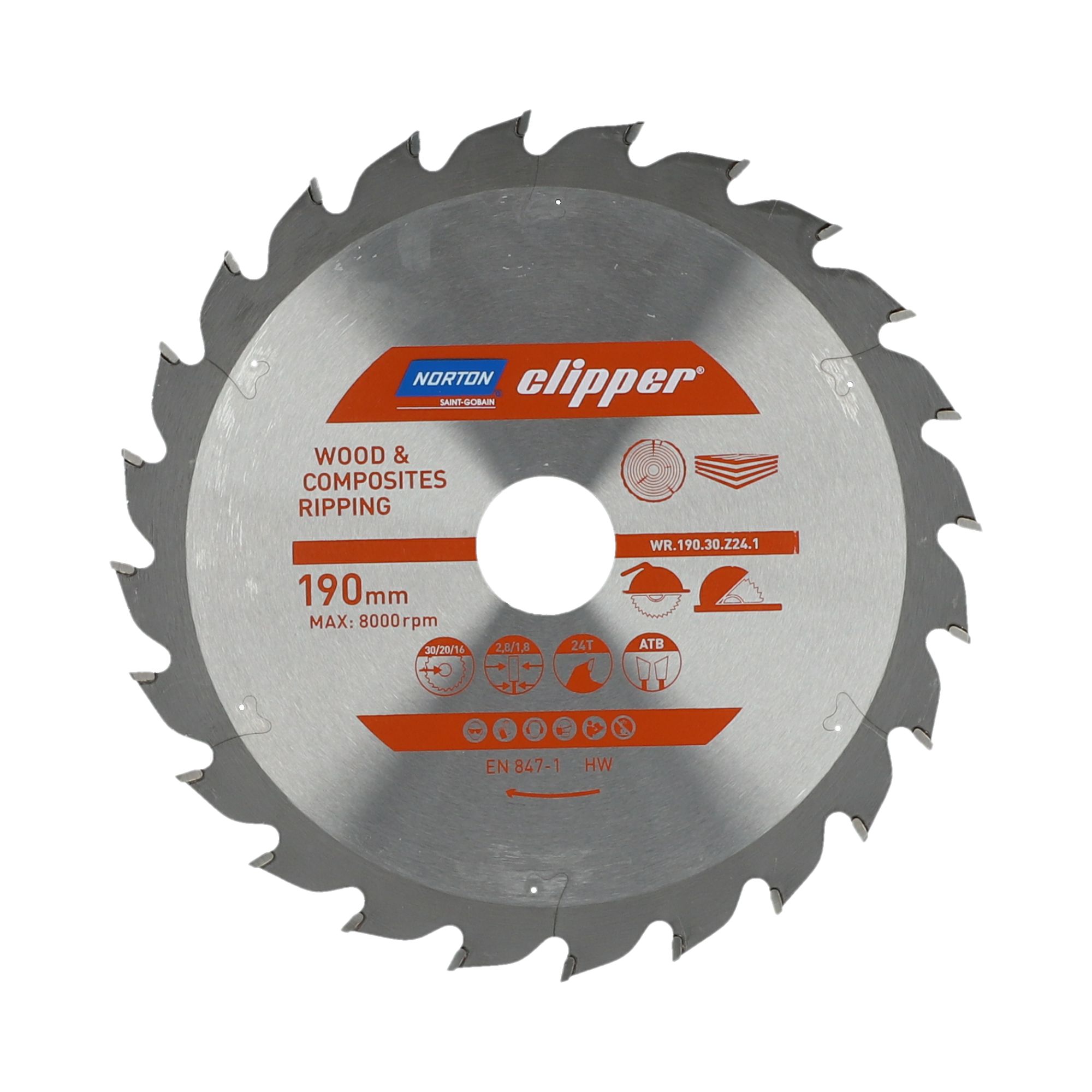 Lame carbure débit 190x2.8/1.8x30 z24 NORTON CLIPPER - 70184608052
