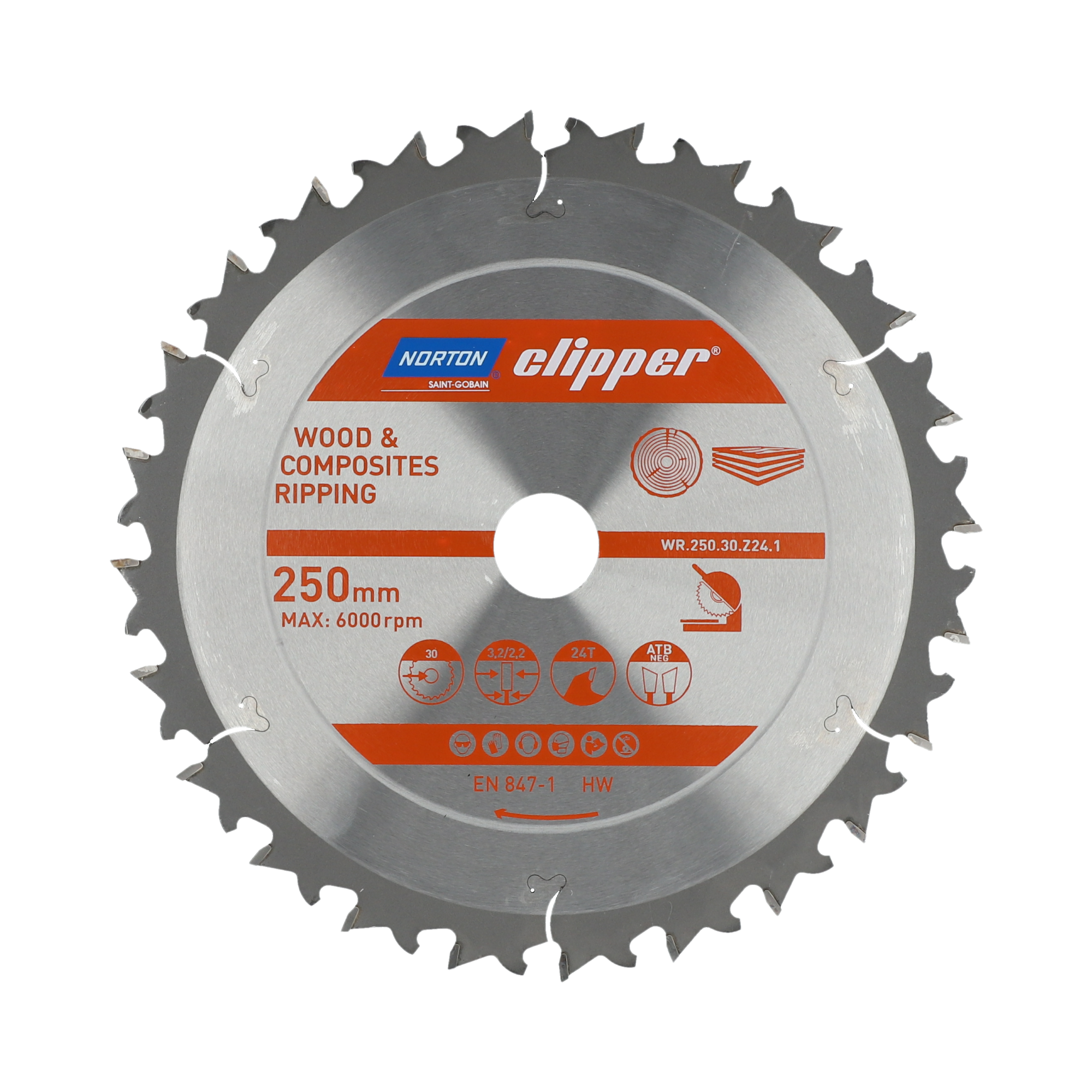 Lame carbure débit 250x3.2/2.2x30 z24 NORTON CLIPPER - 70184608065