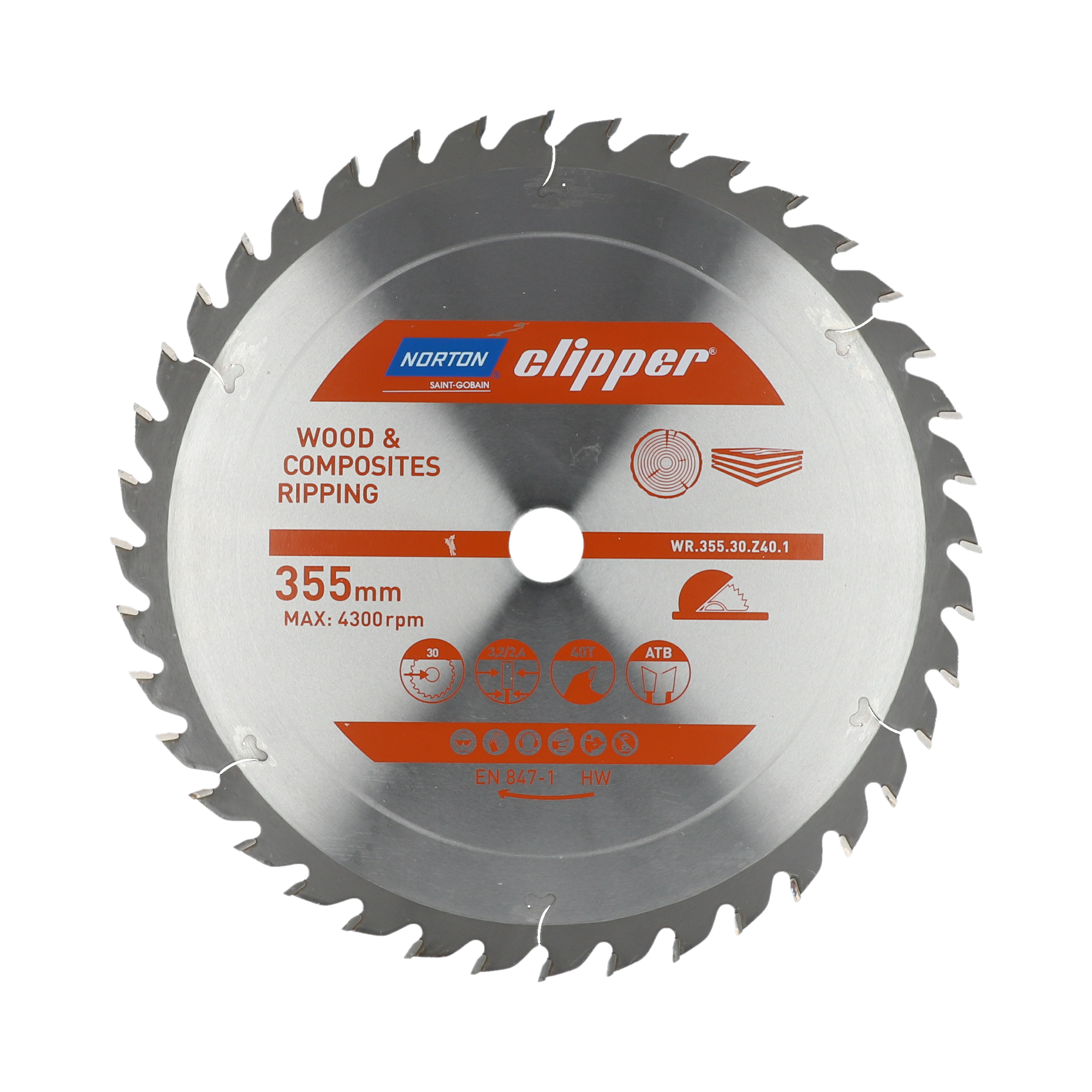 Lame carbure débit 355x3.2/2.4x30 z40 NORTON CLIPPER - 70184608076