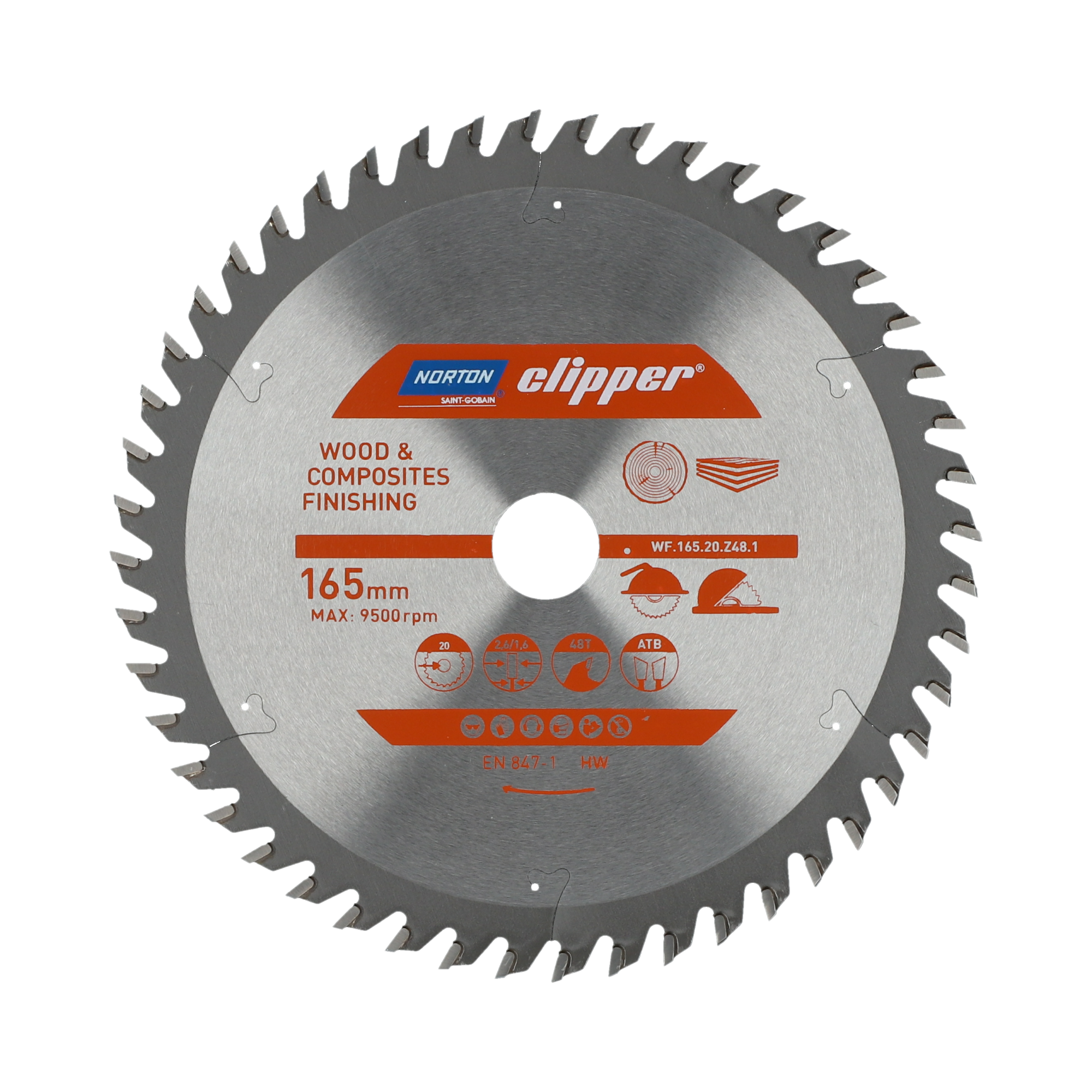 Lame carbure finition 165x2.6/1.6x20 z48 NORTON CLIPPER - 70184608090