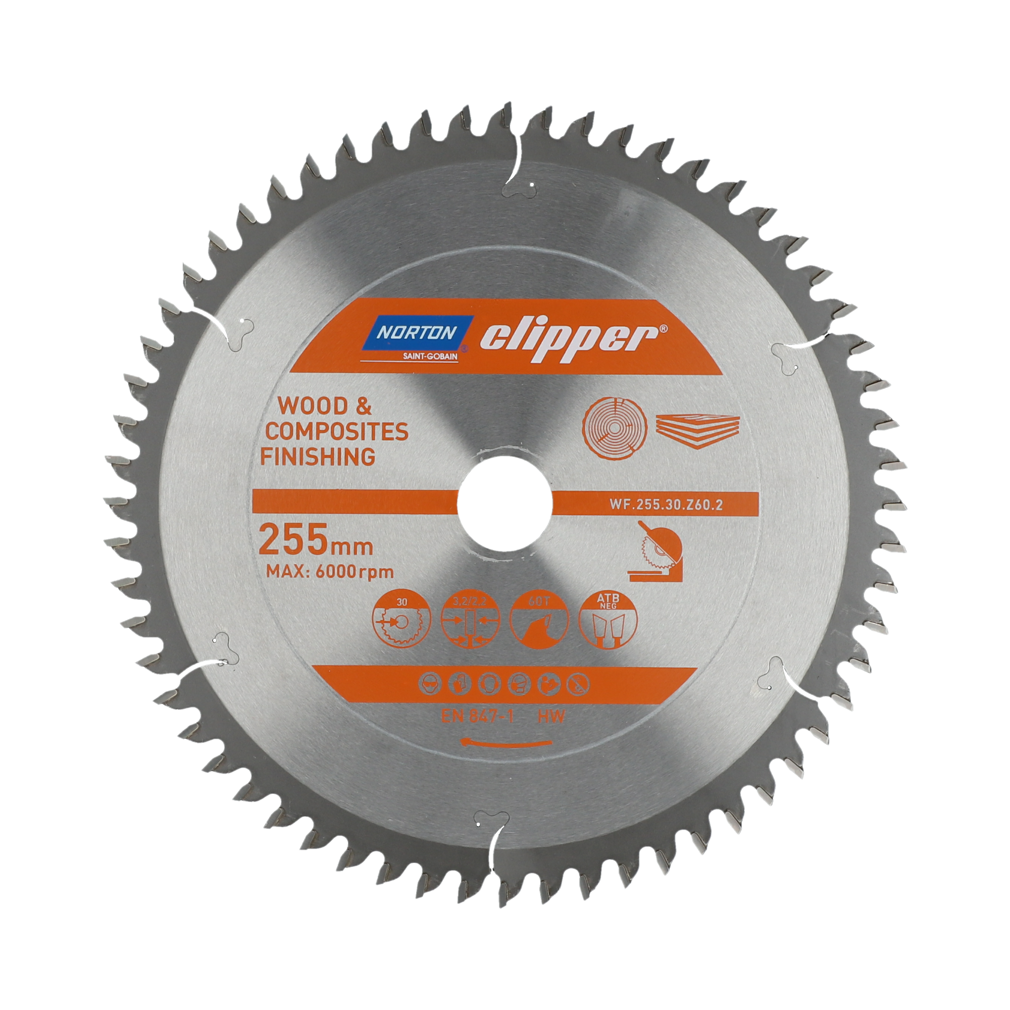 Lame carbure finition 255x3.2/2.2x30 z60 NORTON CLIPPER - 70184608114