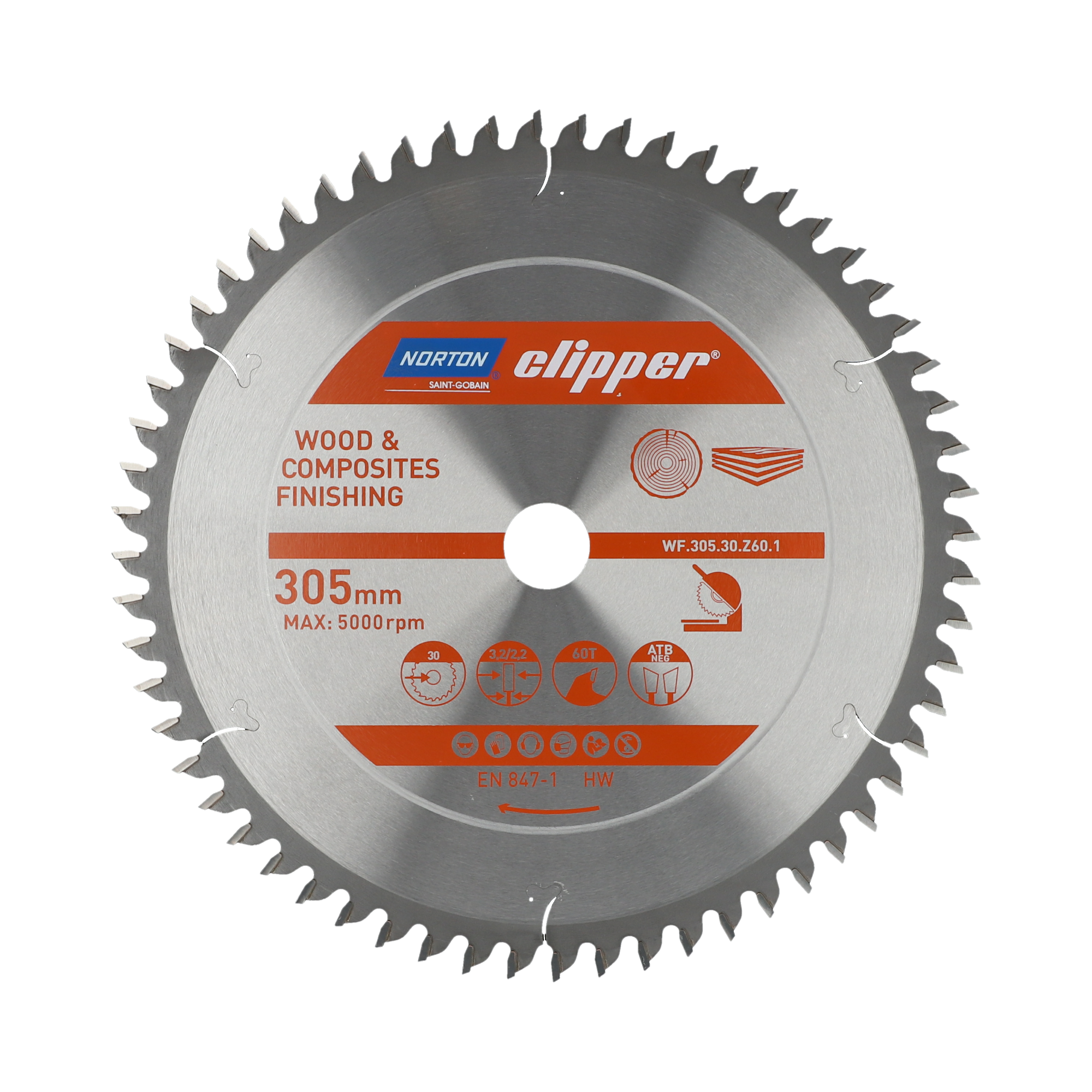 Lame carbure finition 305x3.2/2.2x30 z60 NORTON CLIPPER - 70184608124
