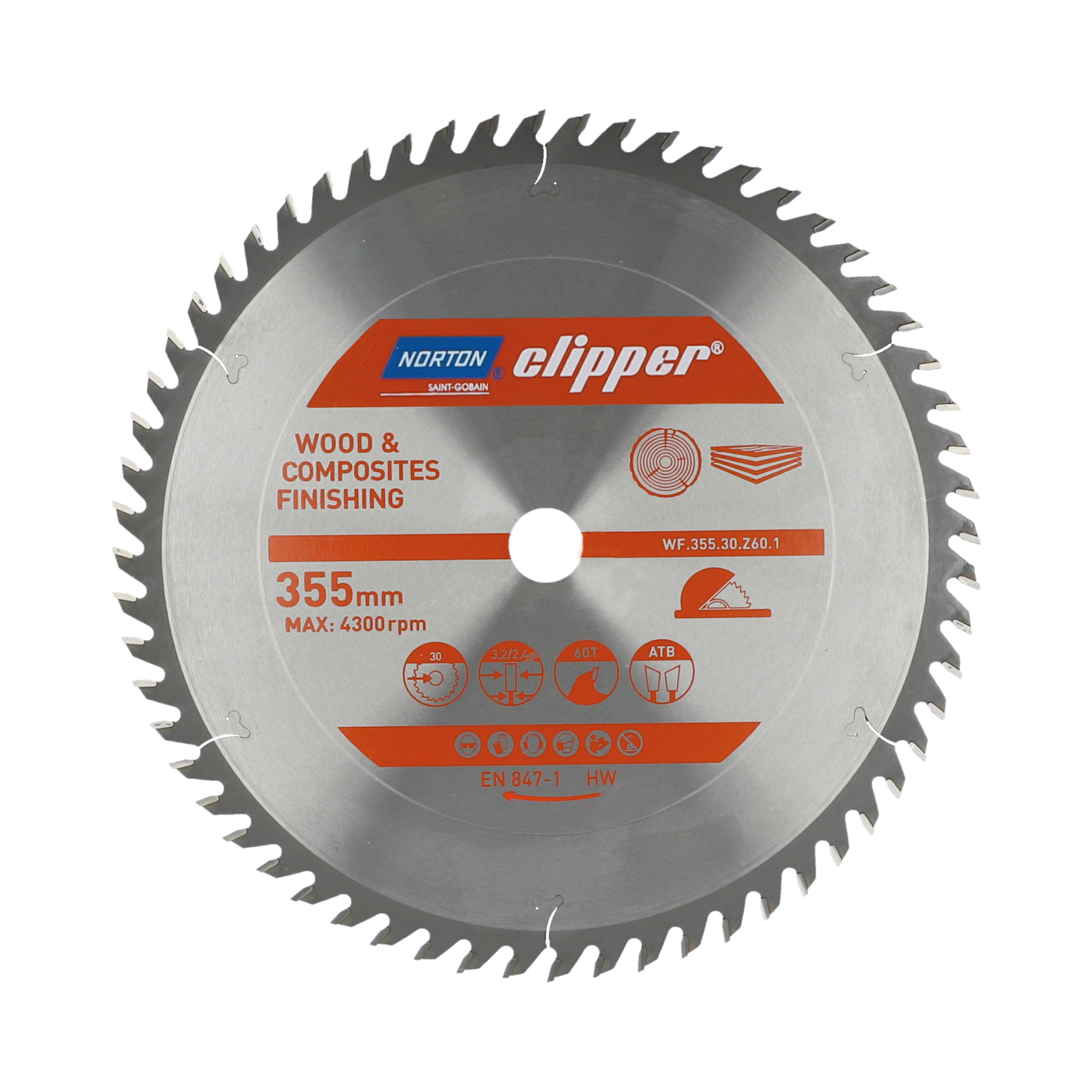 Lame carbure finition 355x3.2/2.4x30 z60 NORTON CLIPPER - 70184608126