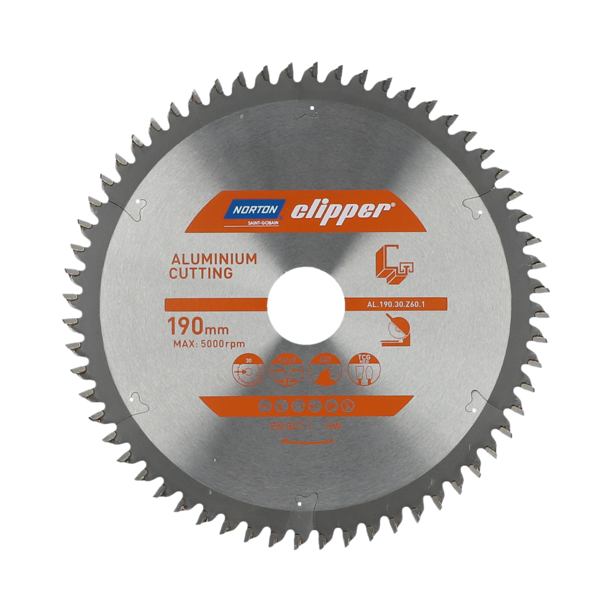 Lame carbure aluminium 190x2.6/1.8x30 z60 NORTON CLIPPER - 70184608135