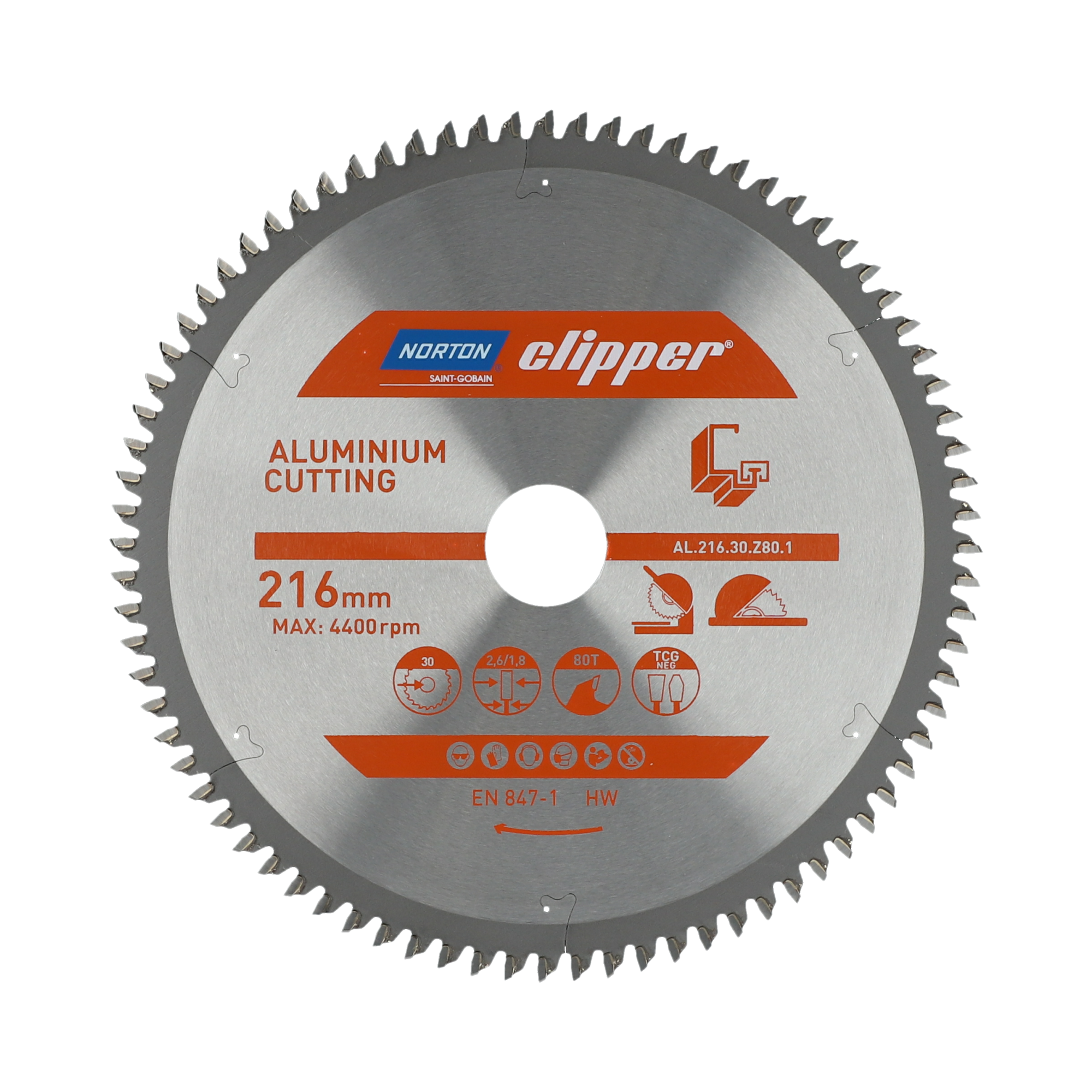 Lame carbure aluminium 216x2.6/1.8x30 z80 NORTON CLIPPER - 70184608136