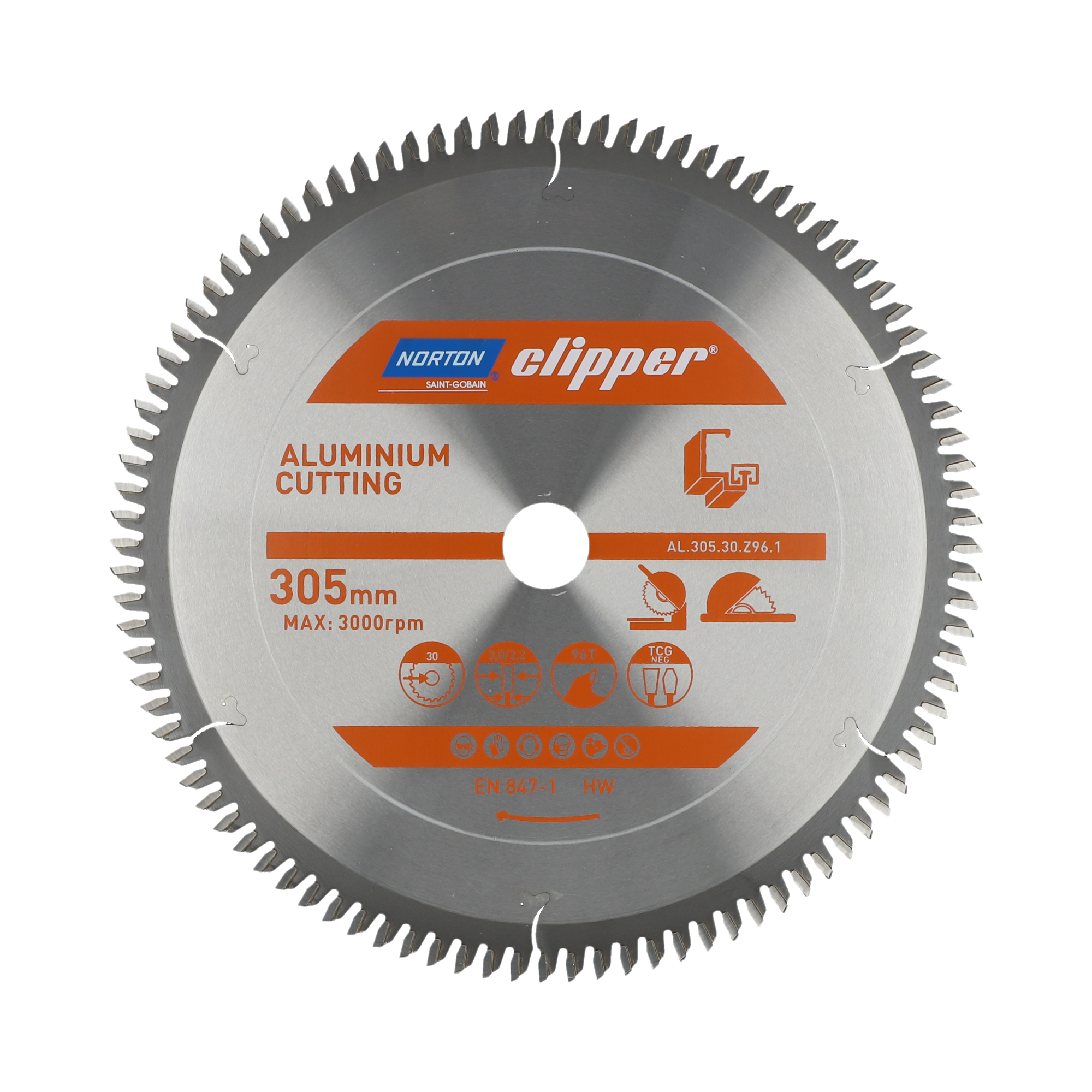 Lame carbure aluminium 305x3.0/2.2x30 z96 NORTON CLIPPER - 70184608140