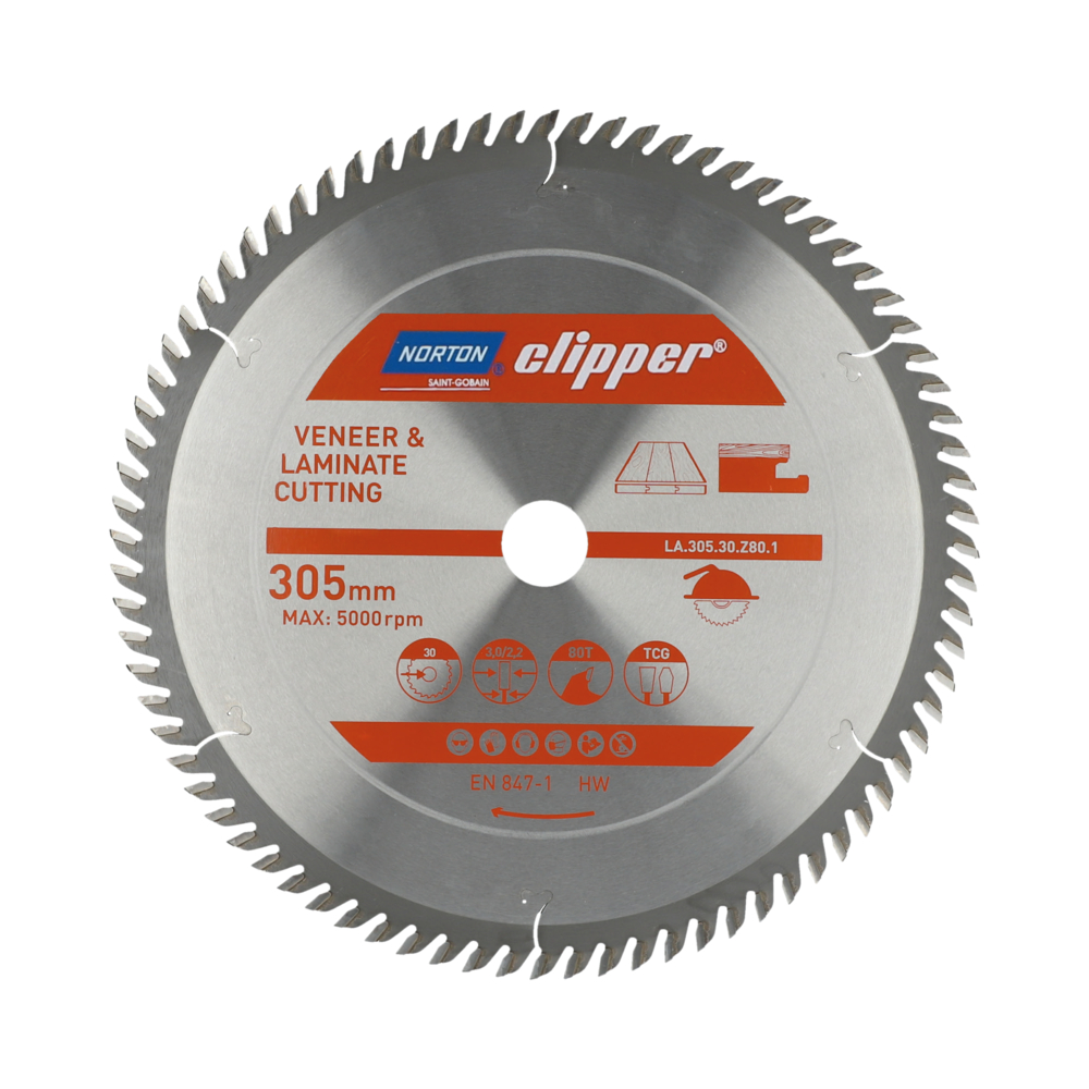 Lame carbure mélaminé 305x3.0/2.2x30 z80 NORTON CLIPPER - 70184608146