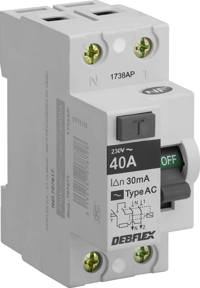 Interrupteur différentiel 30mA pour tableau électrique - Gris - 3306