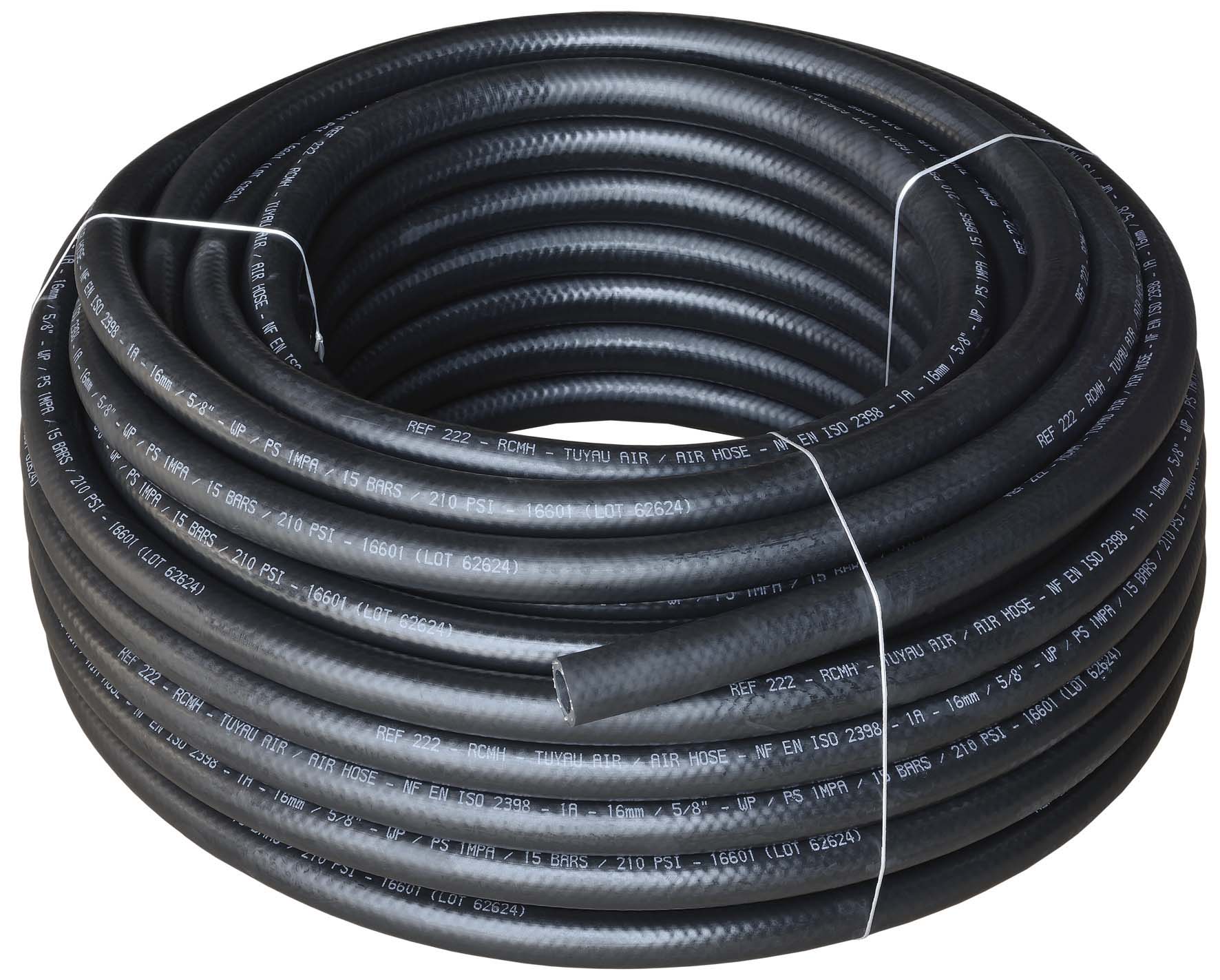 Tuyau air comprime noir 15 bars caoutchouc d.10mm 20m DRAKKAR EQUIPEMENT - 09508