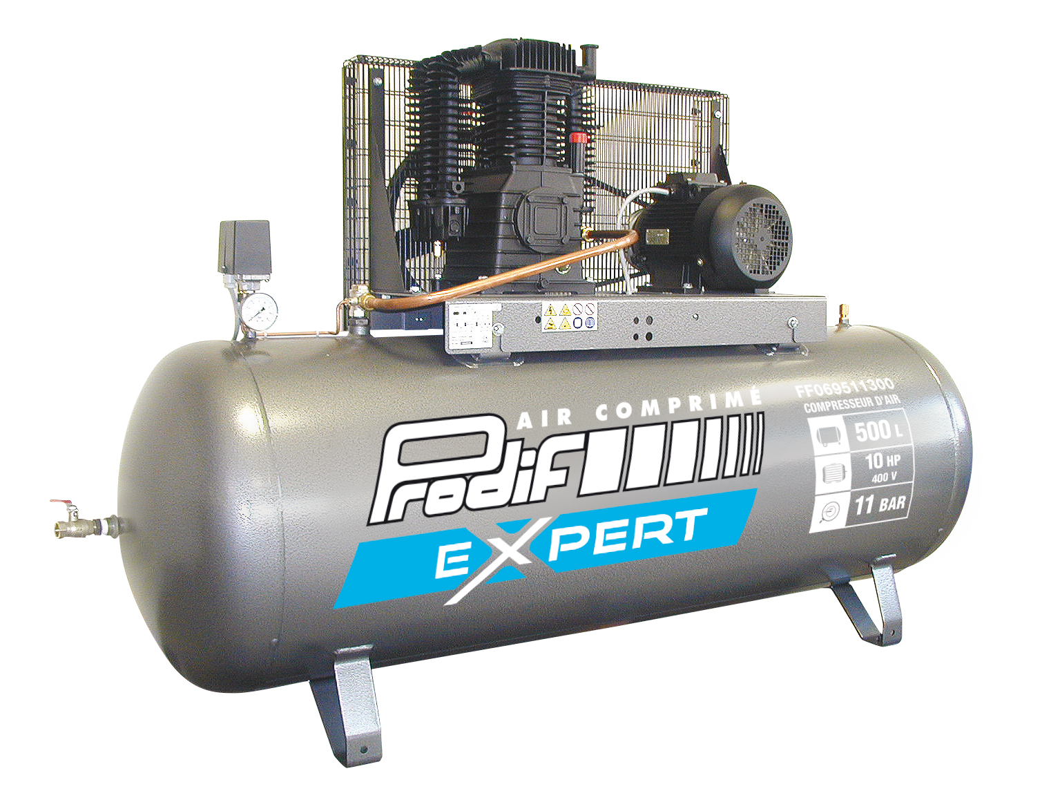 Compresseur PRODIF bi-étagé 10CV 500L 11 BAR 400V - FF069511300