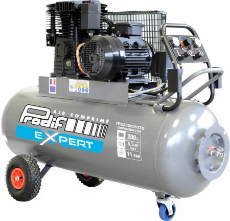 Compresseur d'air professionnel PRODIF 5.5 CV 200L 11 BAR 400 V triphasé tête K25- TRE2220055TG 