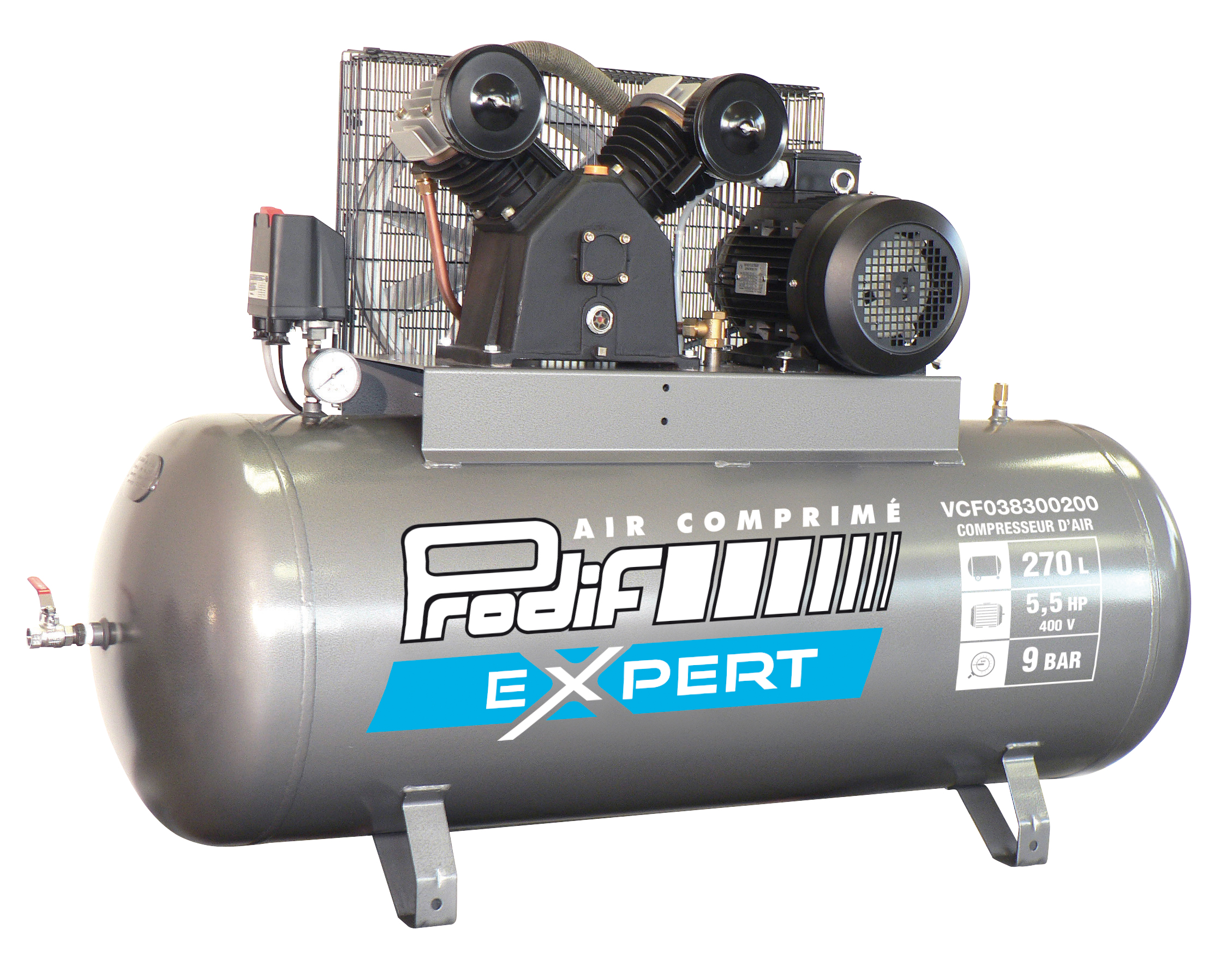 Compresseur fonte fixe PRODIF 270L 5.5CV 9 BAR - VCF038300200
