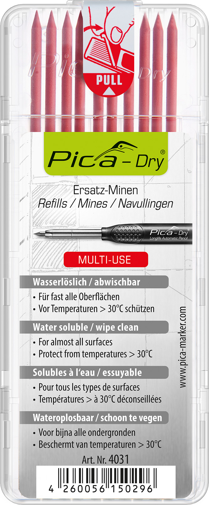 Etui de 10 mines pica dry rouge PICA - 4031