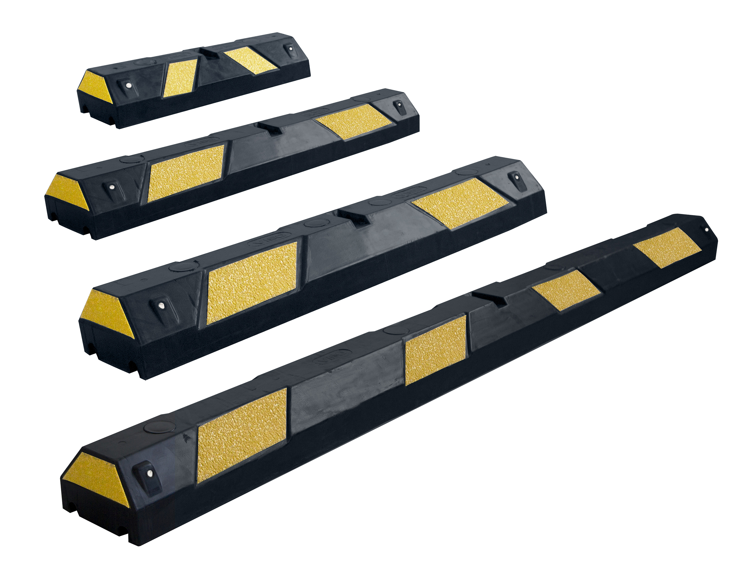 Butée de parking caoutchouc noir/jaune avec fixations VISO - PARKSTOP50