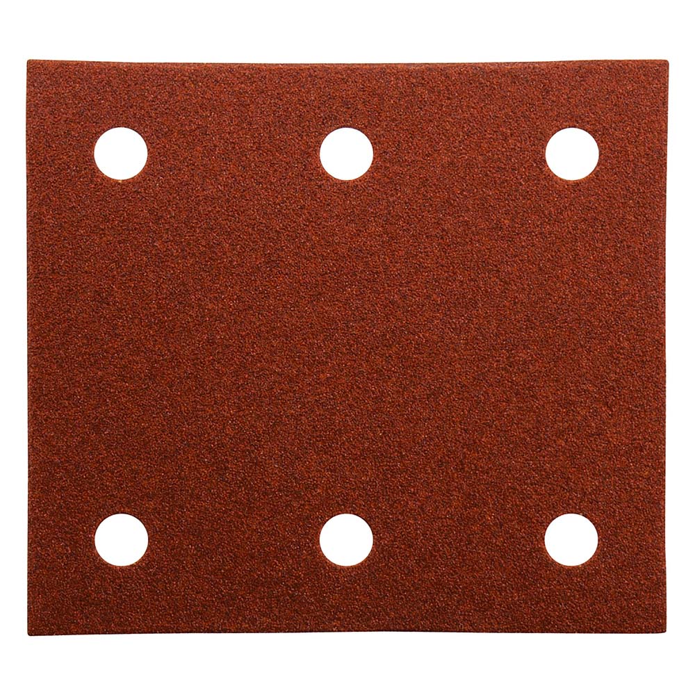 10 FEUILLES RECTANGULAIRES MAKITA ABRASIVES 114X102 MM GRAIN 100 - 3 + 3 TROUS - AUTO-AGRIPPANT-P330870-100