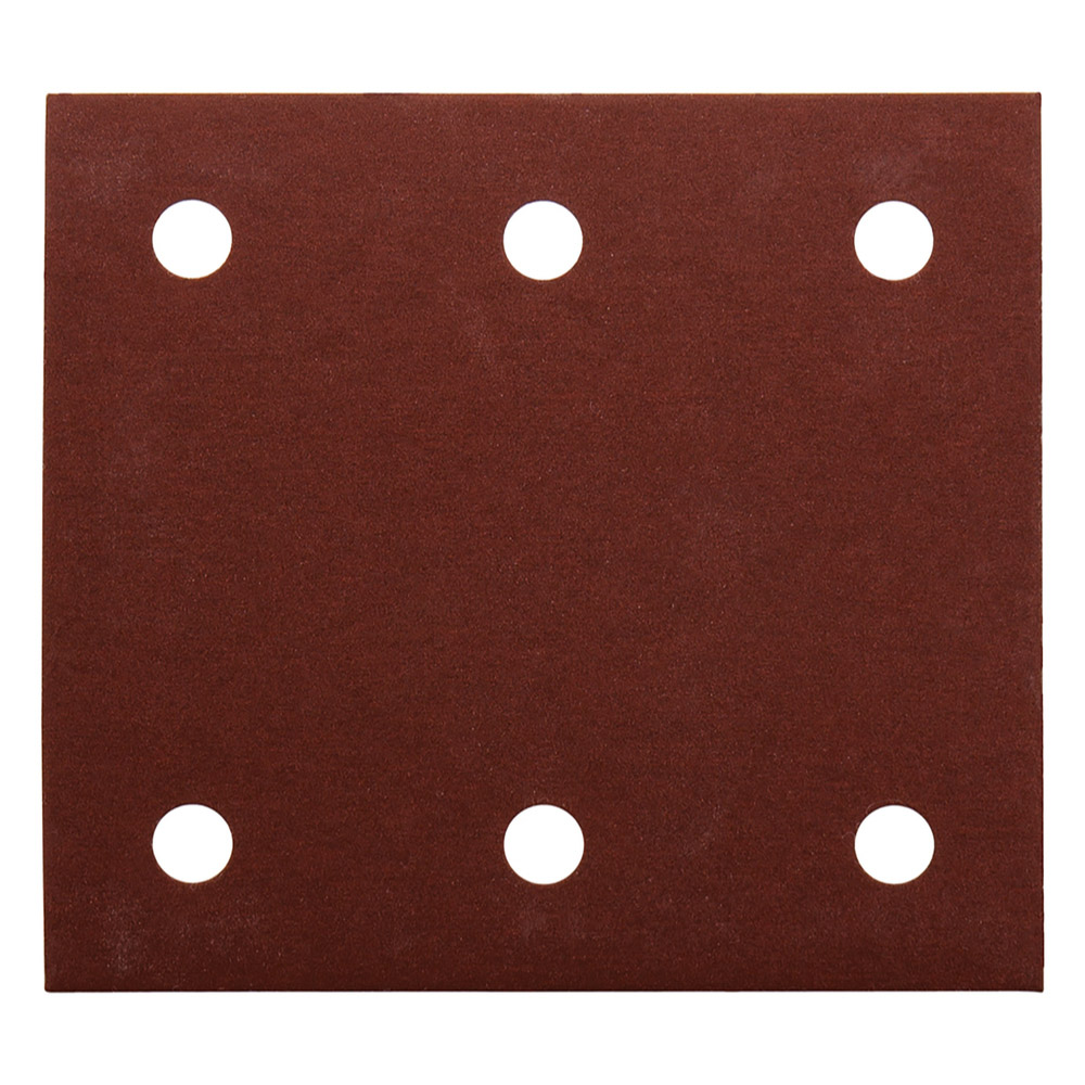10 FEUILLES RECTANGULAIRES MAKITA ABRASIVES 114X102 MM GRAIN 320 - 3 + 3 TROUS - AUTO-AGRIPPANT-P330870-320