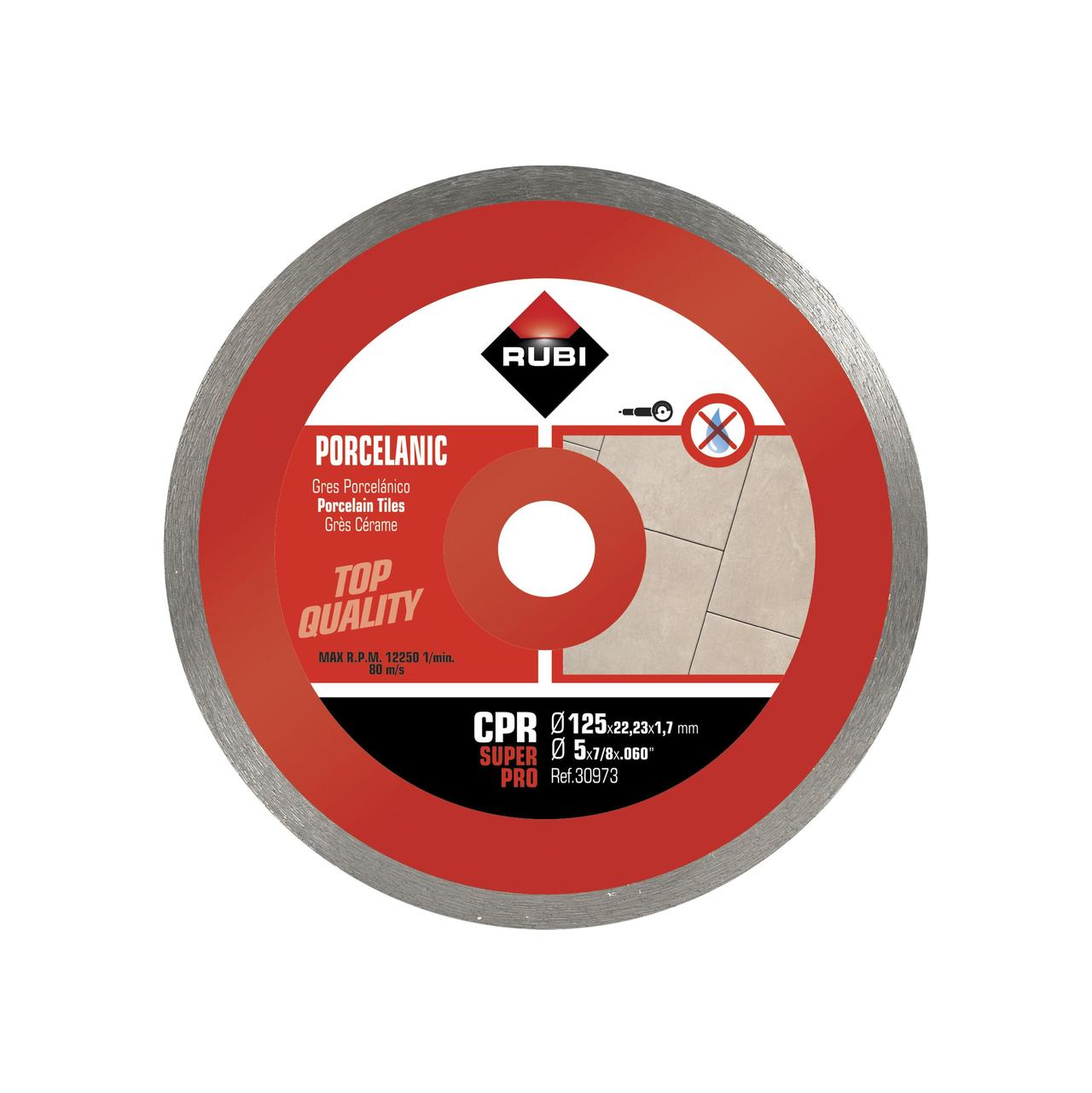 Disque diamant grès porcelaine jante continue cpr 125 superpro RUBI - 30973